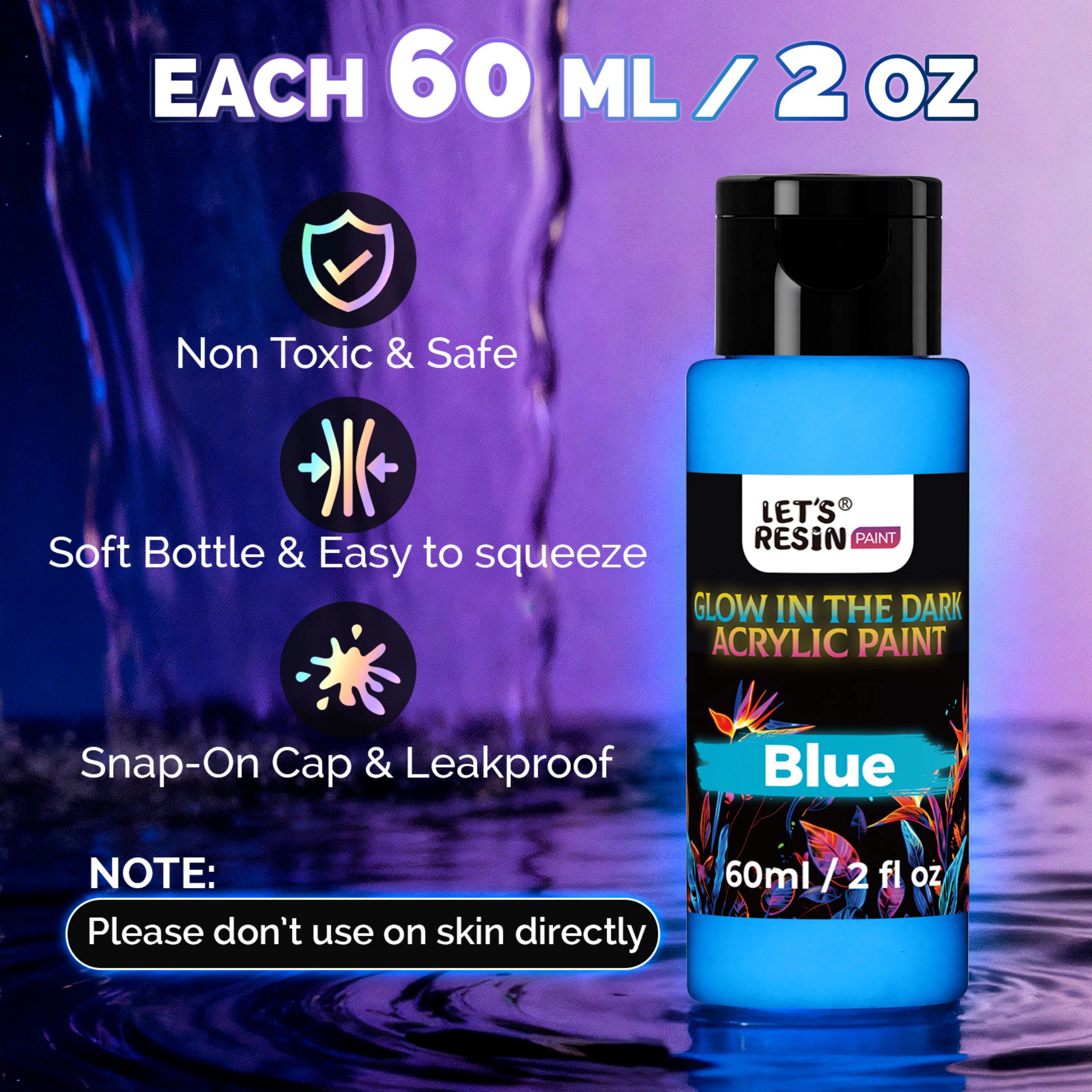 14 Colors Glow in the Dark Acrylic Paint