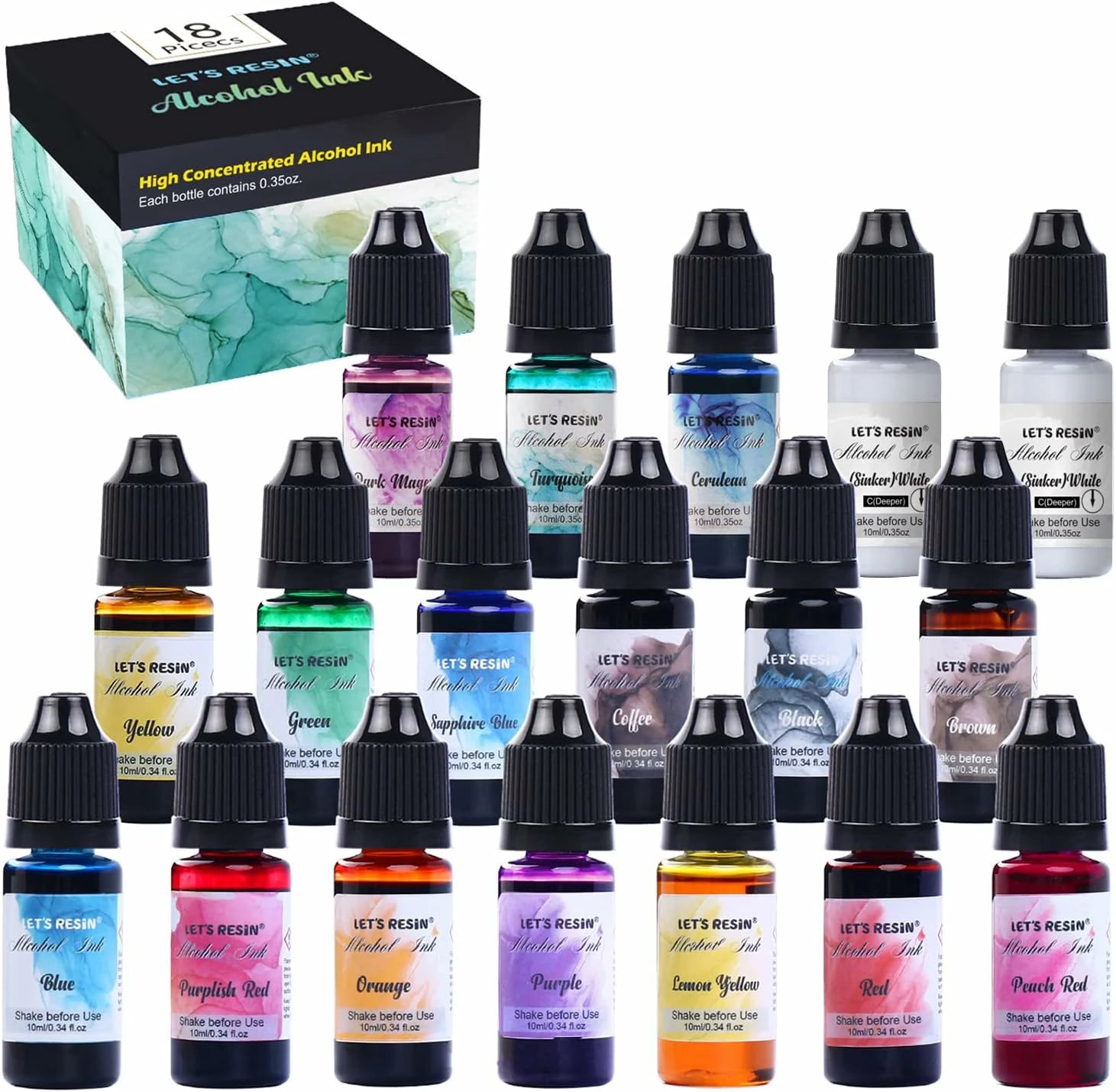 High Concentrated Alcohol Ink Set - 18 Colors