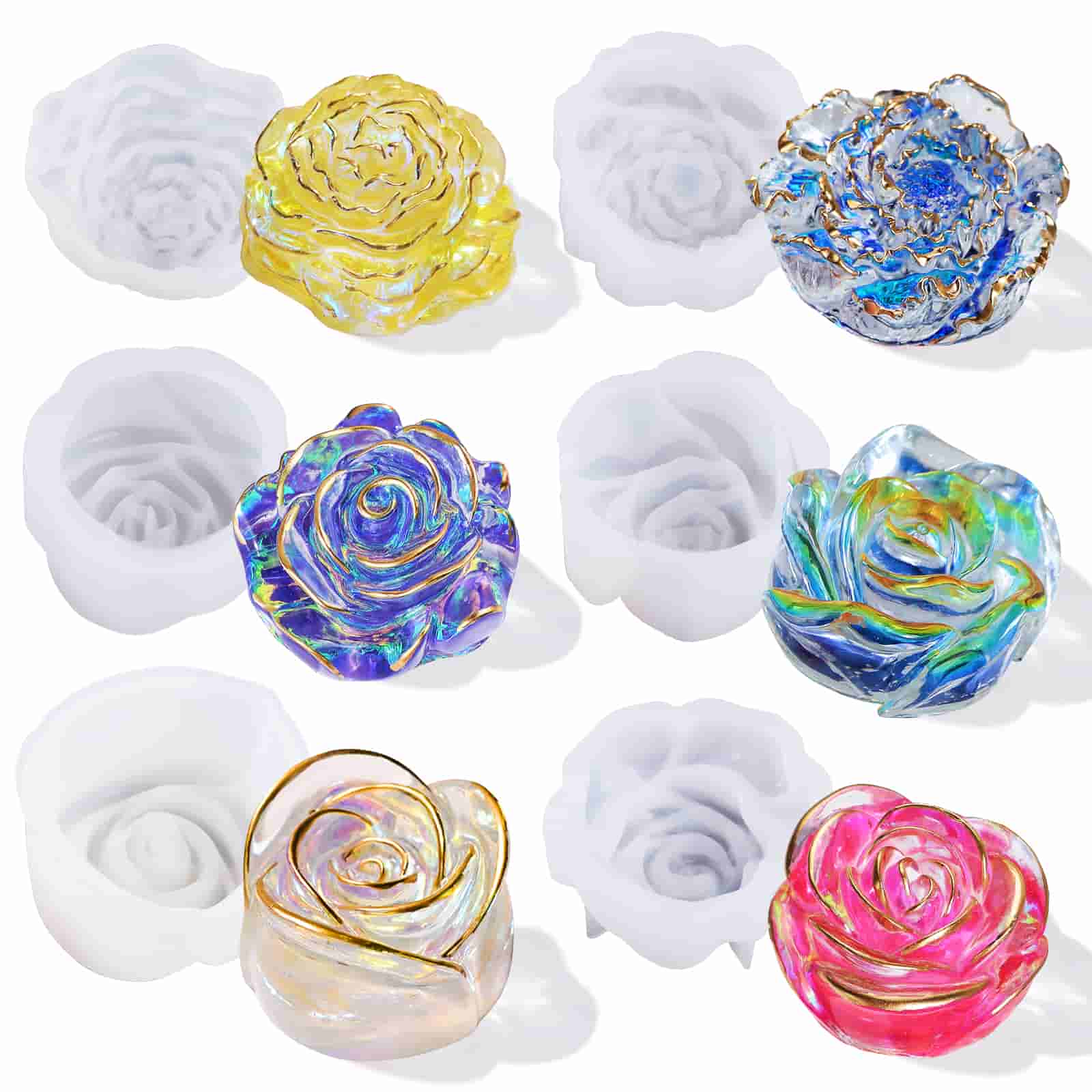 Rose Flower Candle Molds - 6 Pcs – Let's Resin