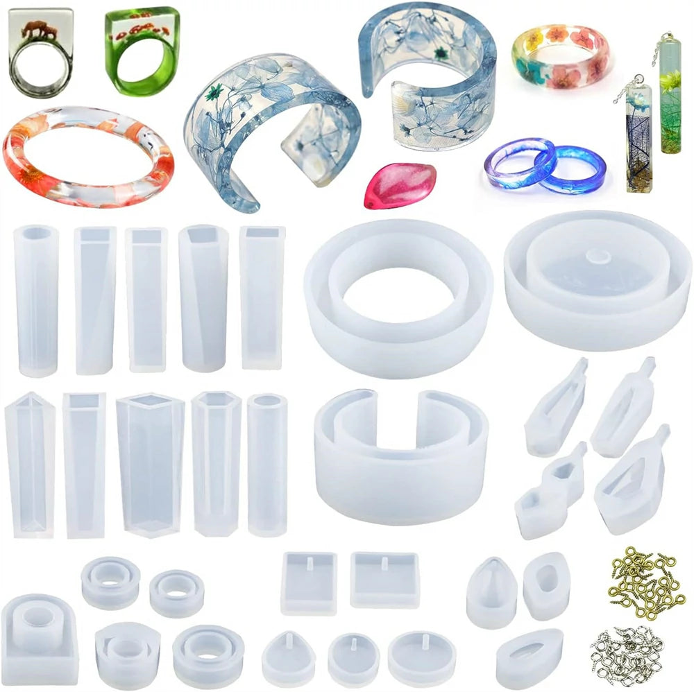 EEEKit 35-Piece Resin Casting Silicone Molds Kit - Pendant & Jewelry Making Moulds With Alloy Findings
