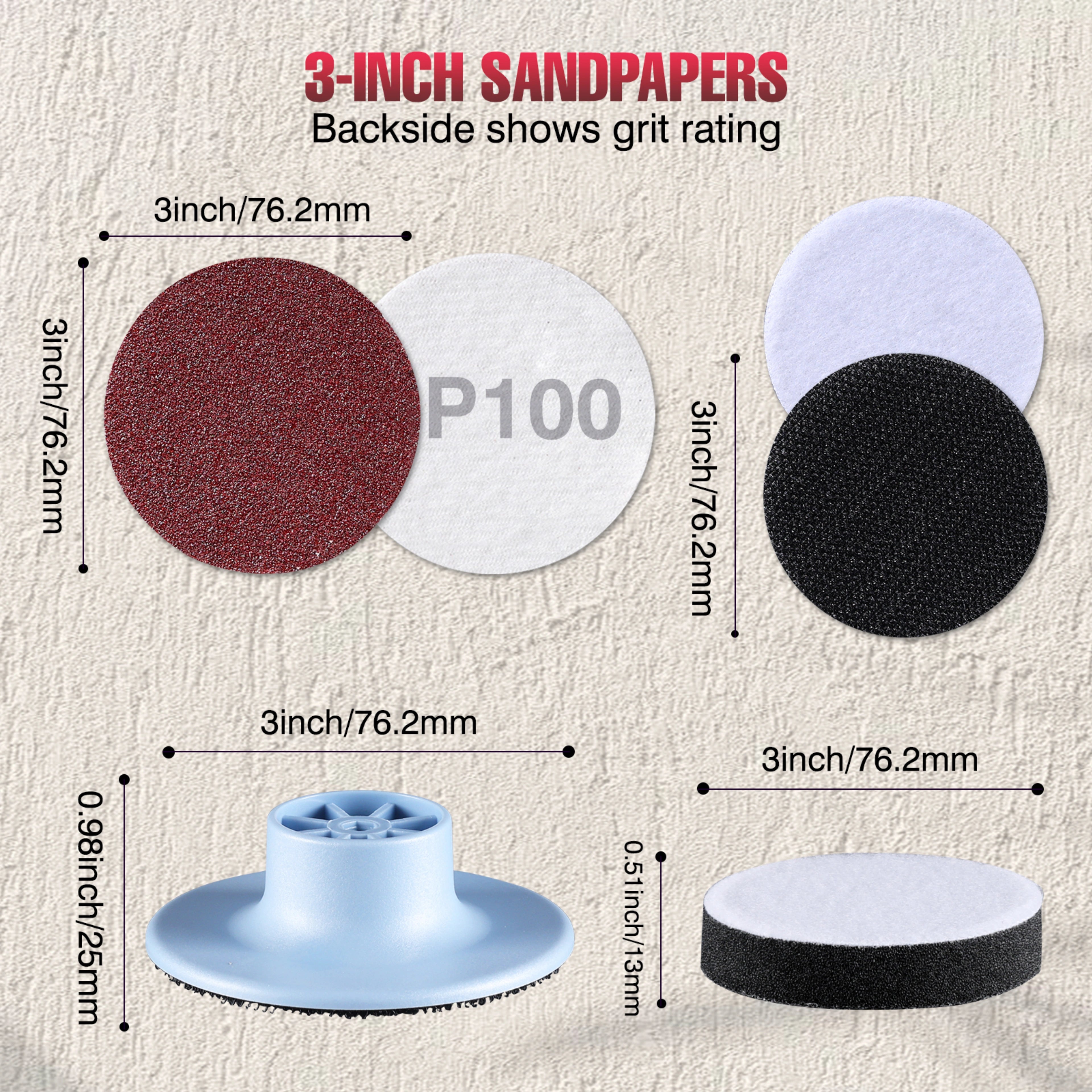 Sanding Disc & Sandpapers Set - 3 inch