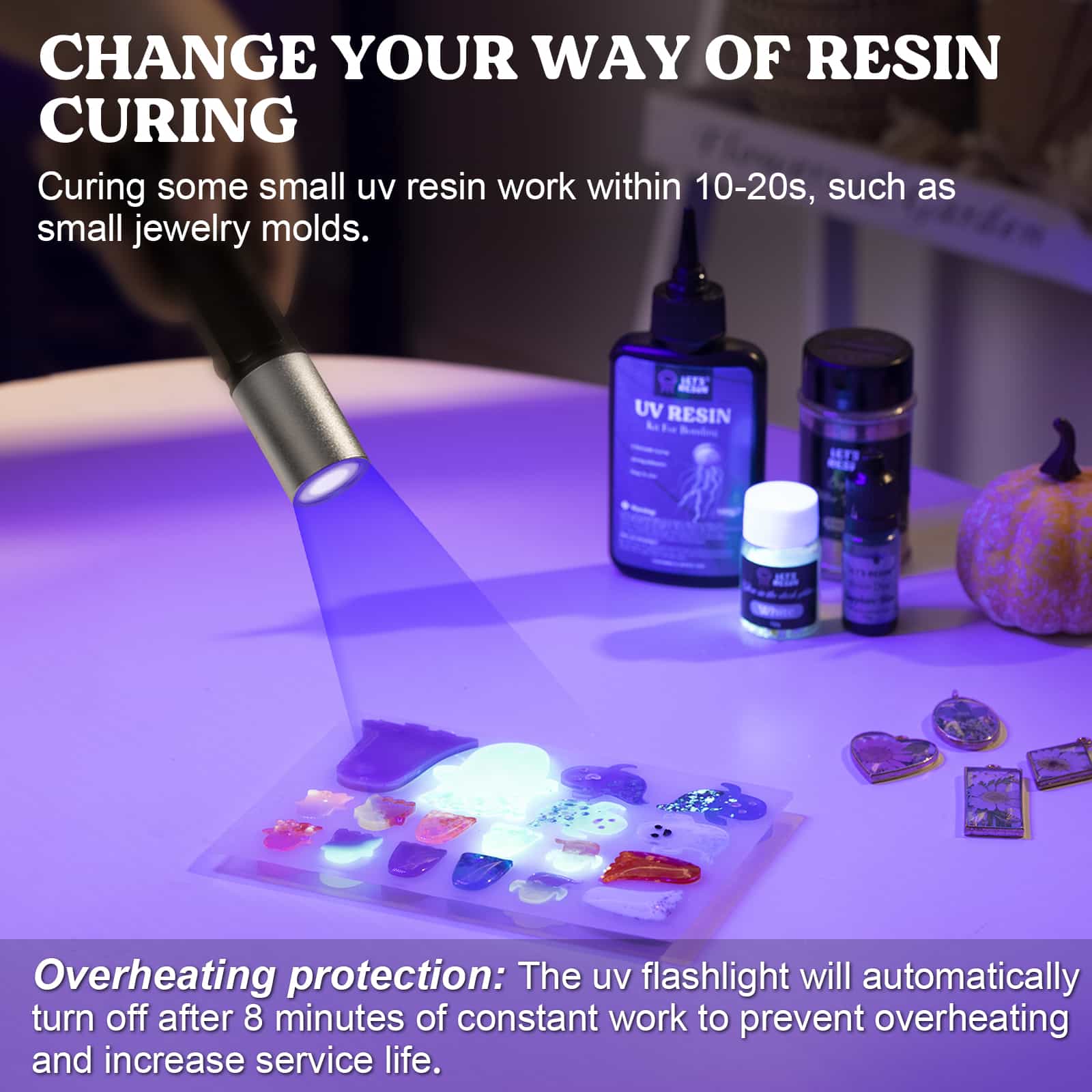 Rechargeable 365nm UV Flashlight for Resin Curing