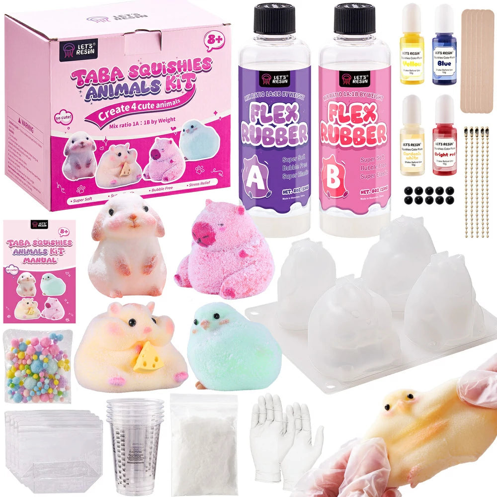 4 Cute Animals Taba Squishy Making All-in-one Kit