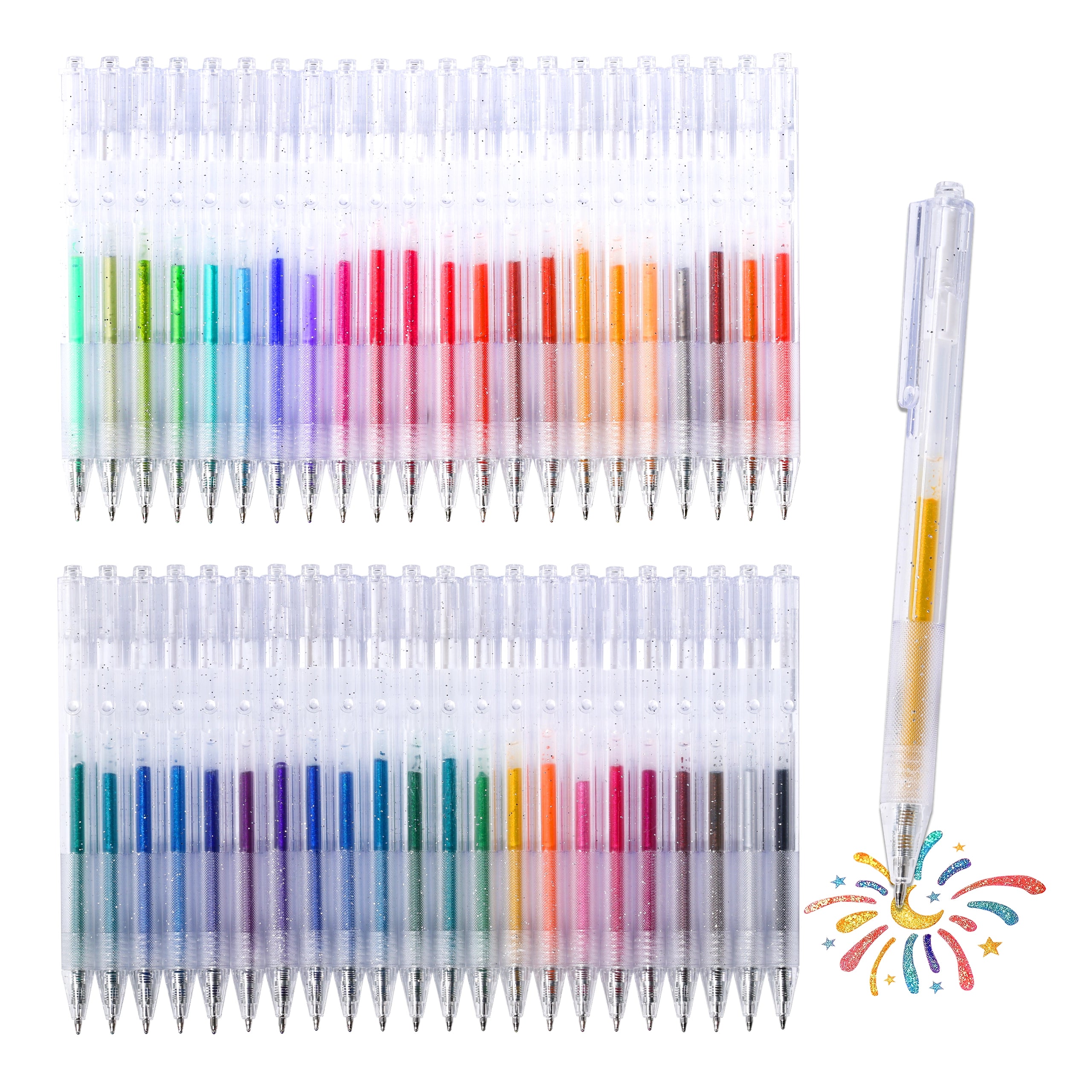 44 Colors Retractable Glitter Gel Pen