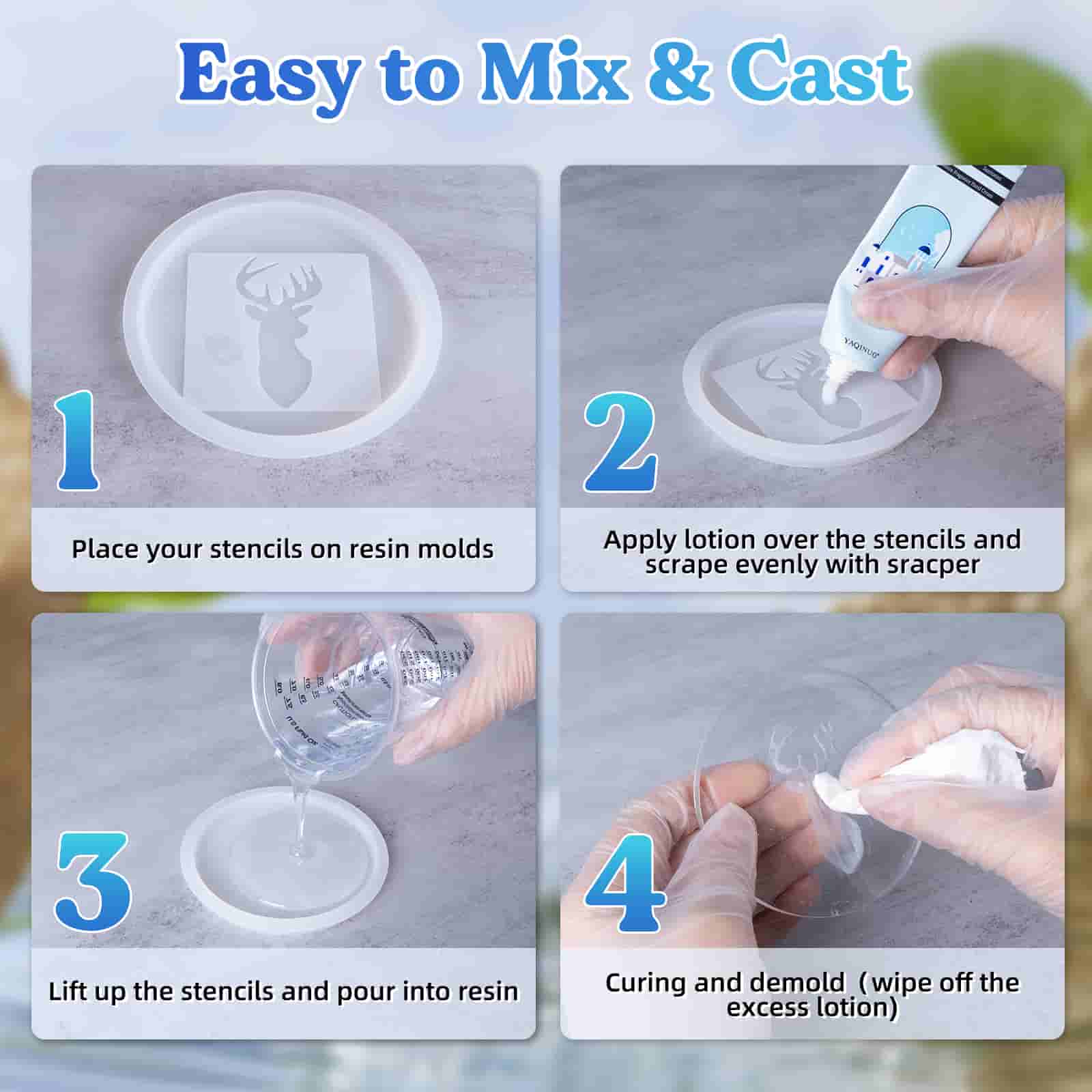 Resin Stencils Set – 78 Pcs Alphabet, Numbers & Animal Designs