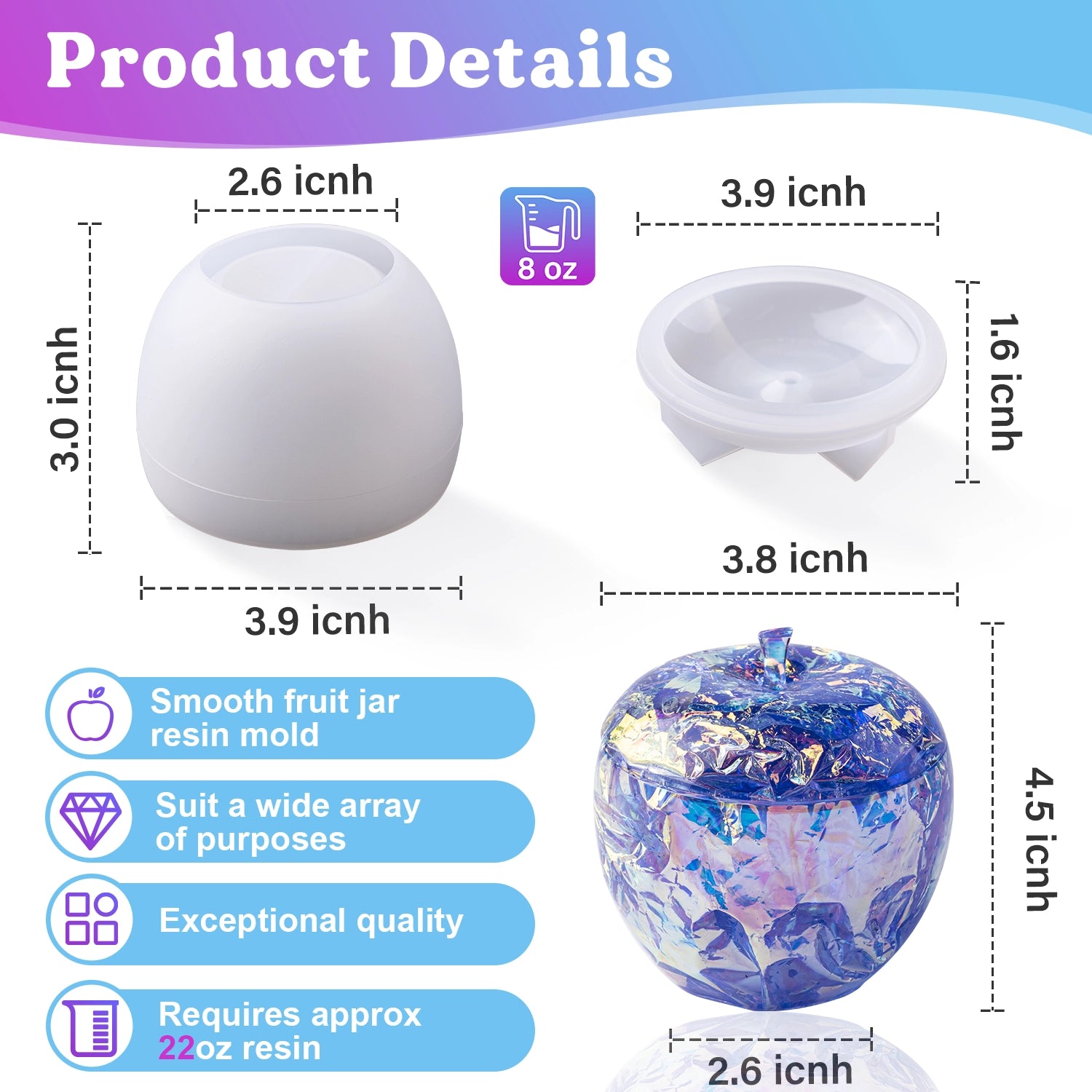Apple Jar Molds with Lid Stem