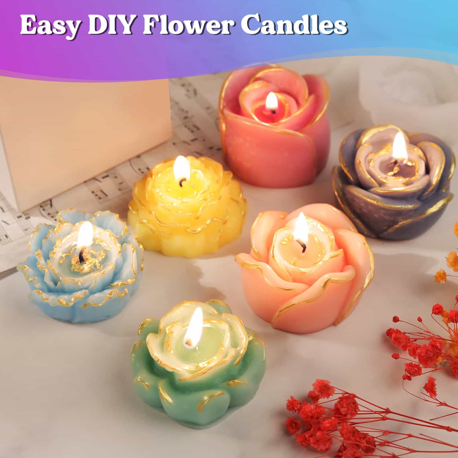 Rose Flower Candle Resin Molds