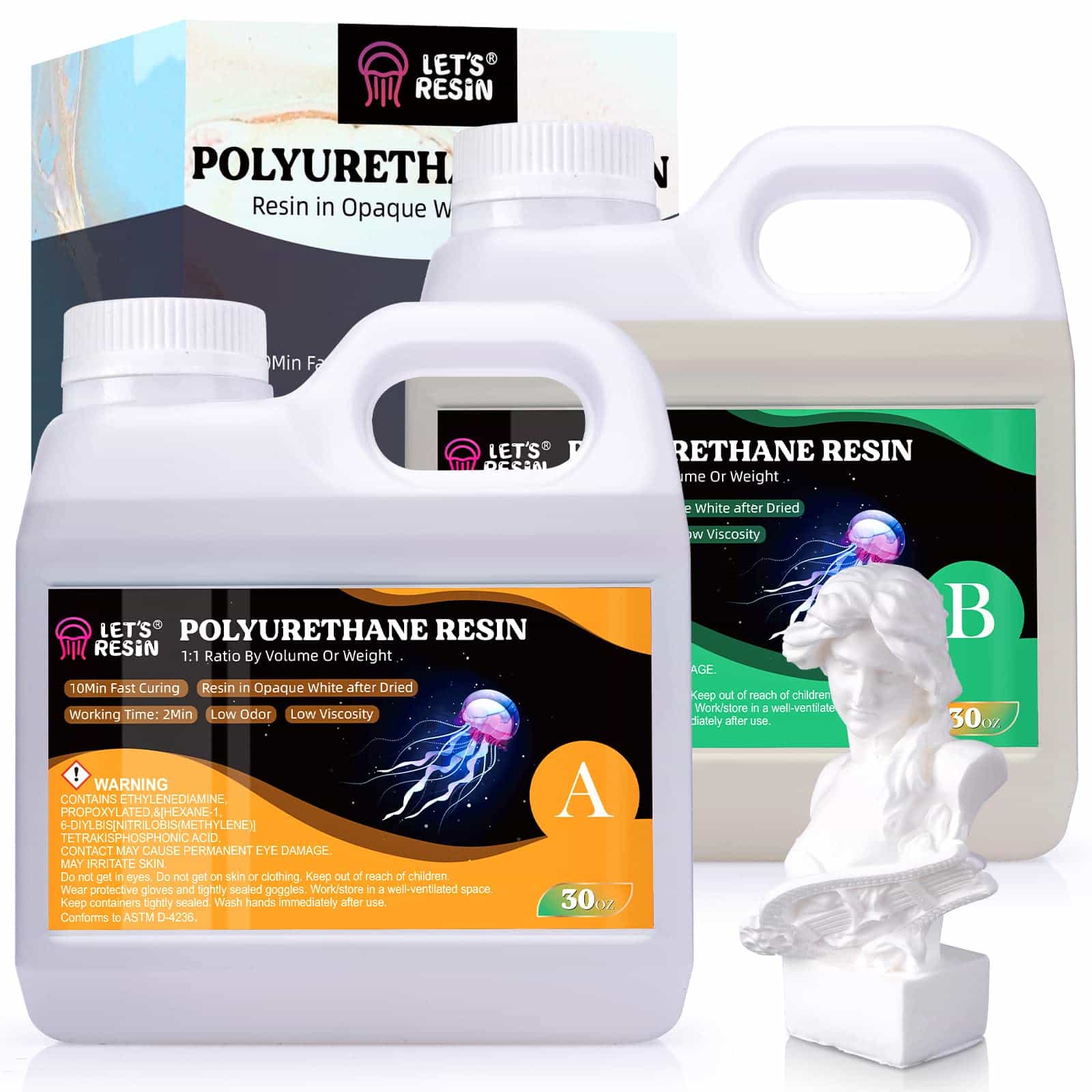 Let's Resin 60oz Polyurethane Resin, Fast Cured Resin Within 10 Minutes