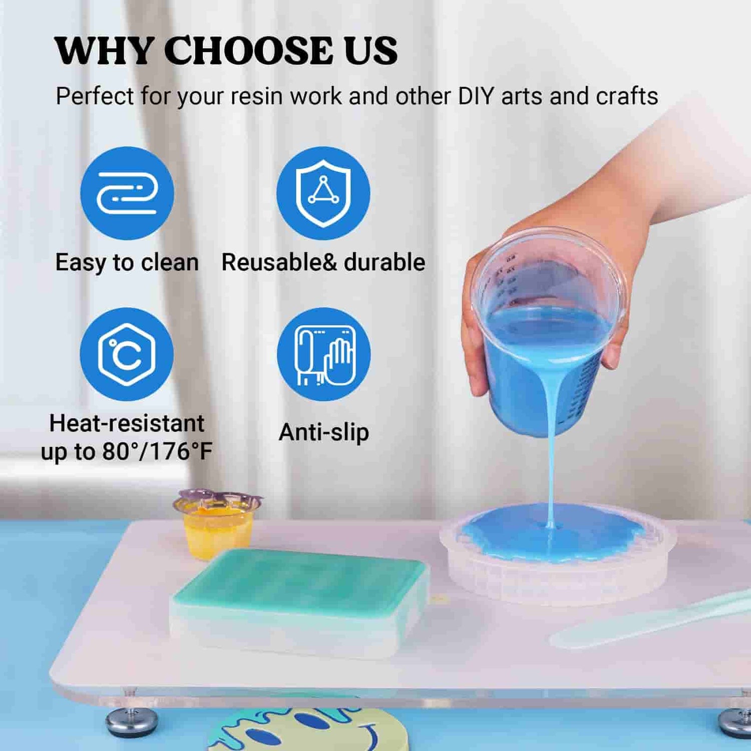 Adjustable Resin Leveling Table with Silicone Mat