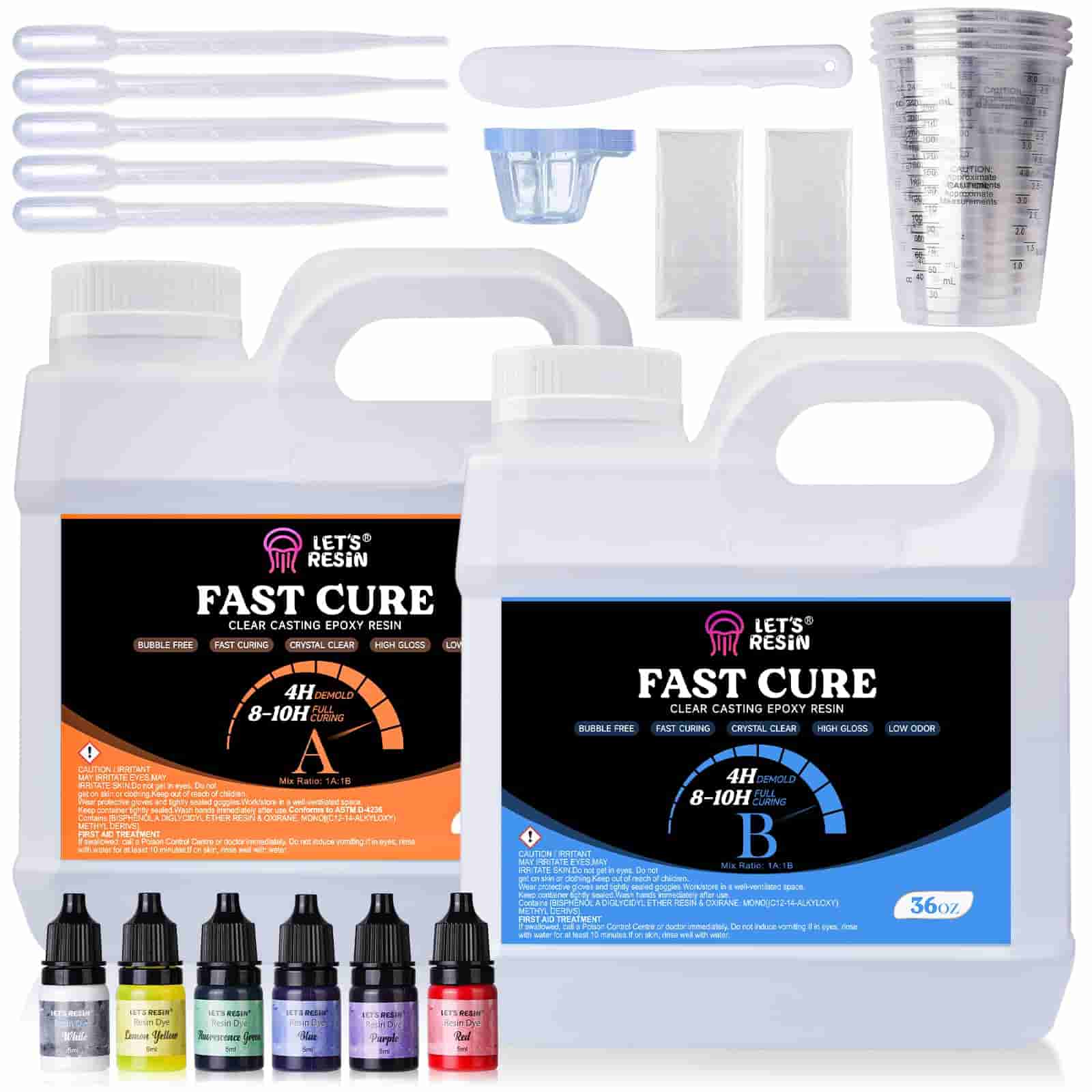  0.5 Gallon Clear Epoxy Resin - Quick Curing Kit, High Hardness  & Odorless, Ideal for Art, Jewelry, Casting - 4 Hrs Demold Time