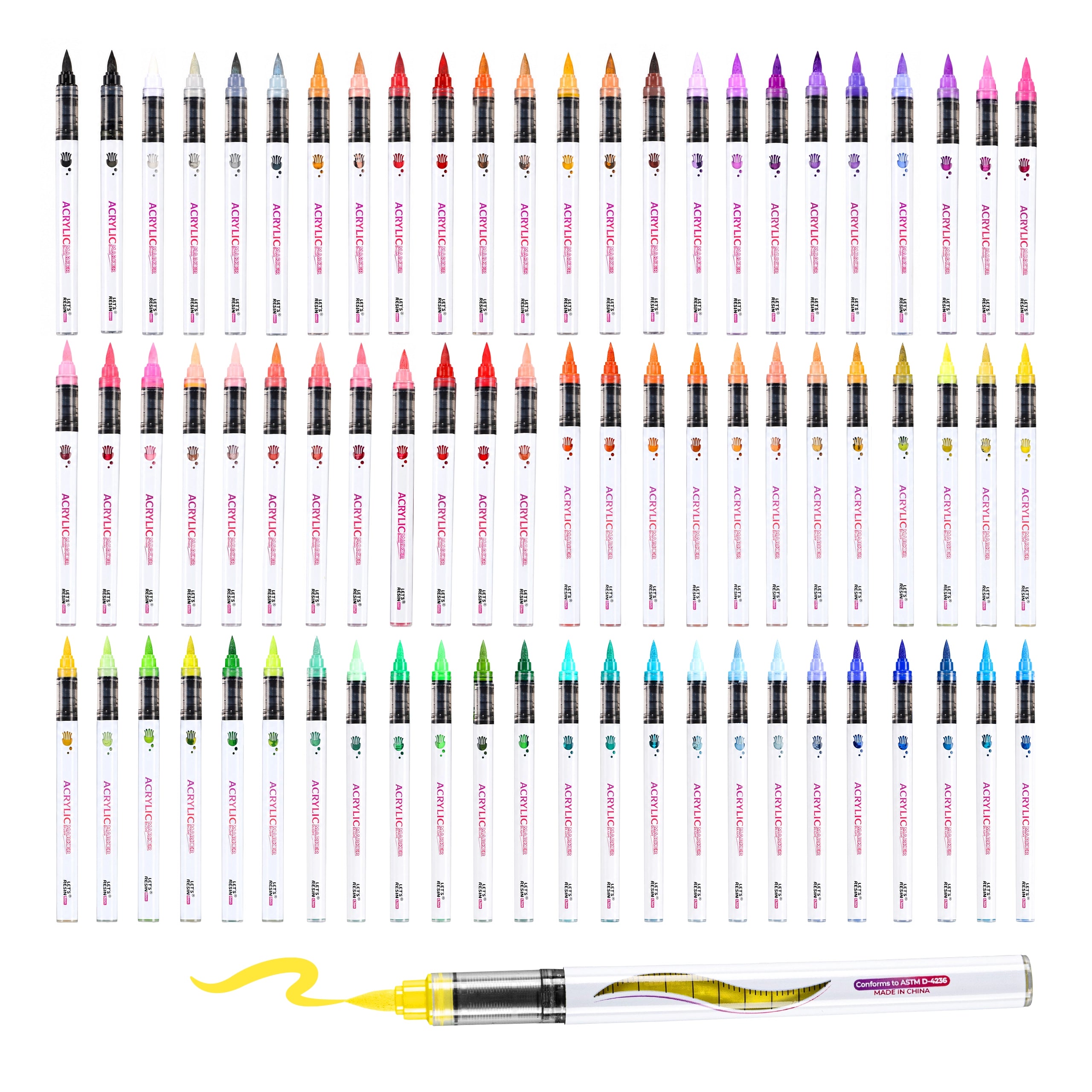 72 Colors Brush Tip Acrylic Paint Markers Set
