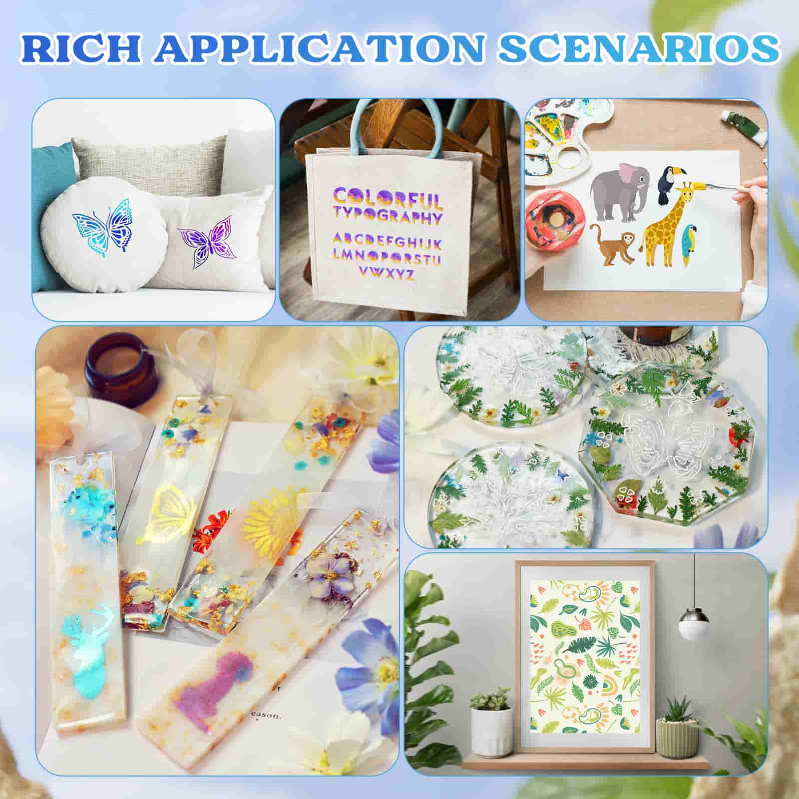 Resin Stencils Set – 78 Pcs Alphabet, Numbers & Animal Designs