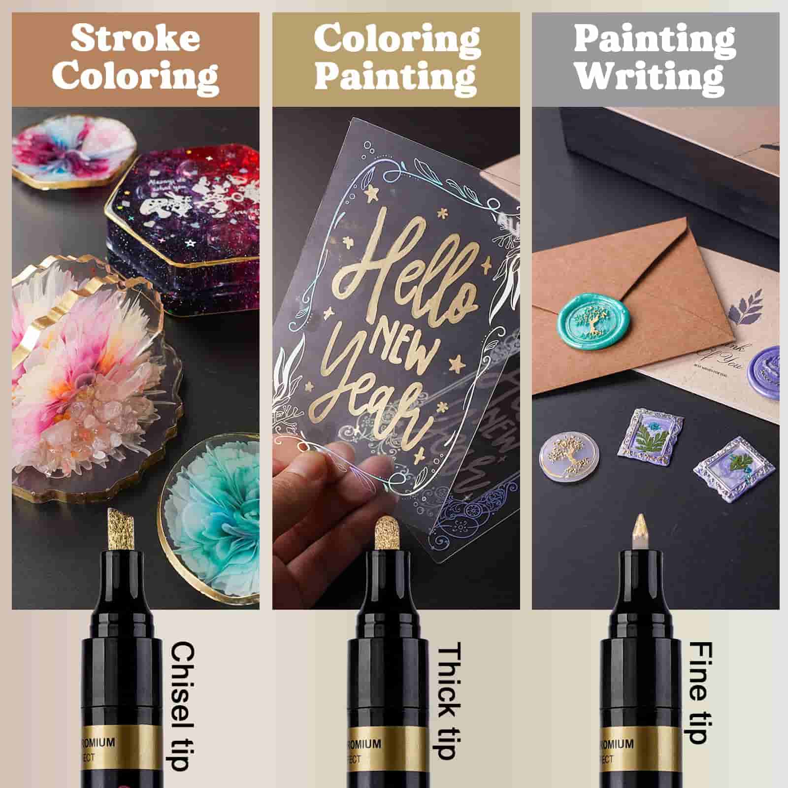 Mirror Chrome Paint Marker Set – 3 Tip Sizes, Gold & Silver