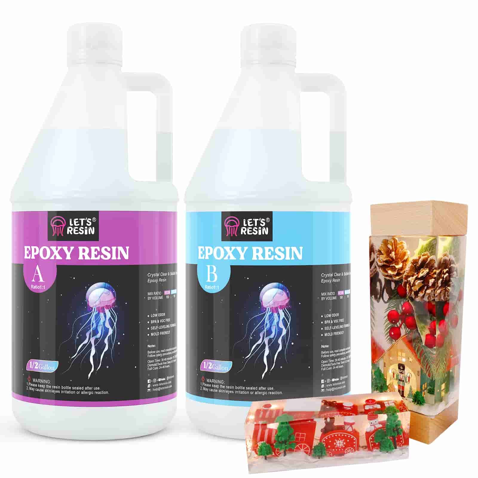 2 part epoxy resin, 1 gallon kit, clear resin, crafts, art, coating, self  leveling, easy to use (1-1 mixing)