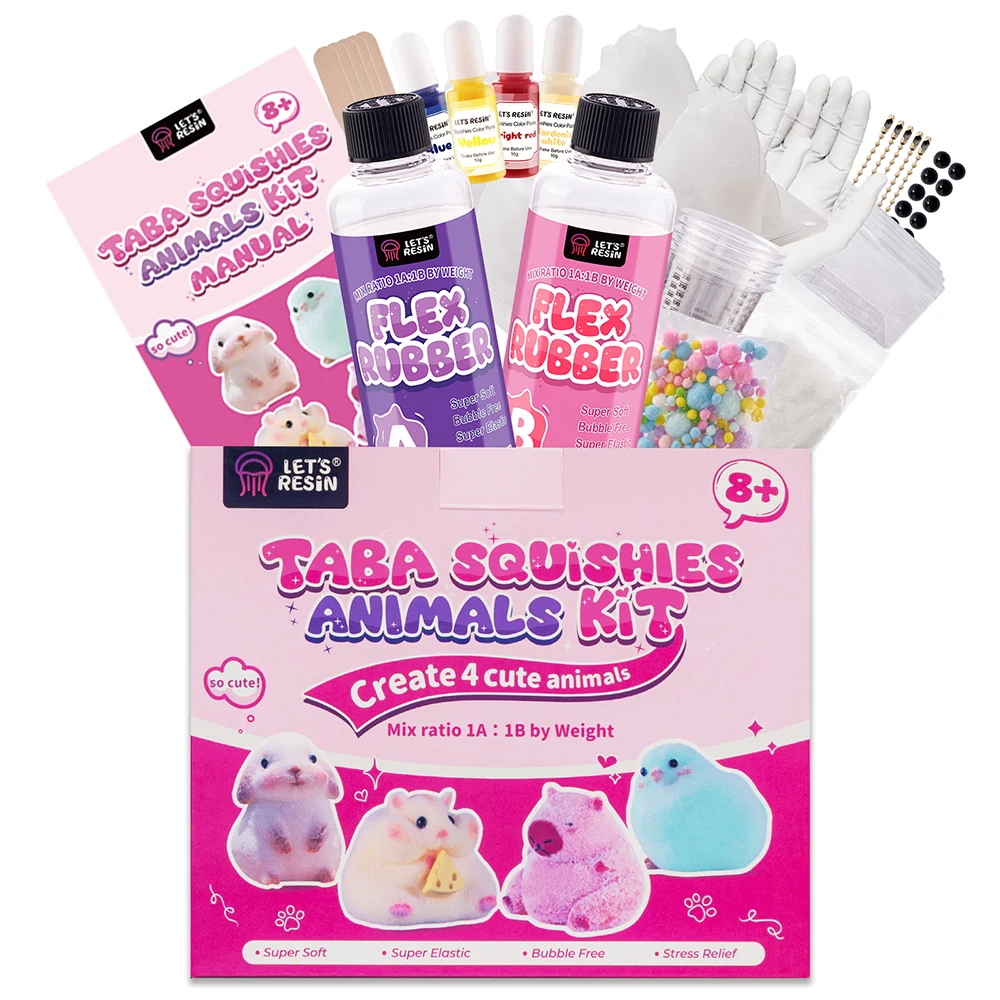 4 Cute Animals Taba Squishy Making All-in-one Kit