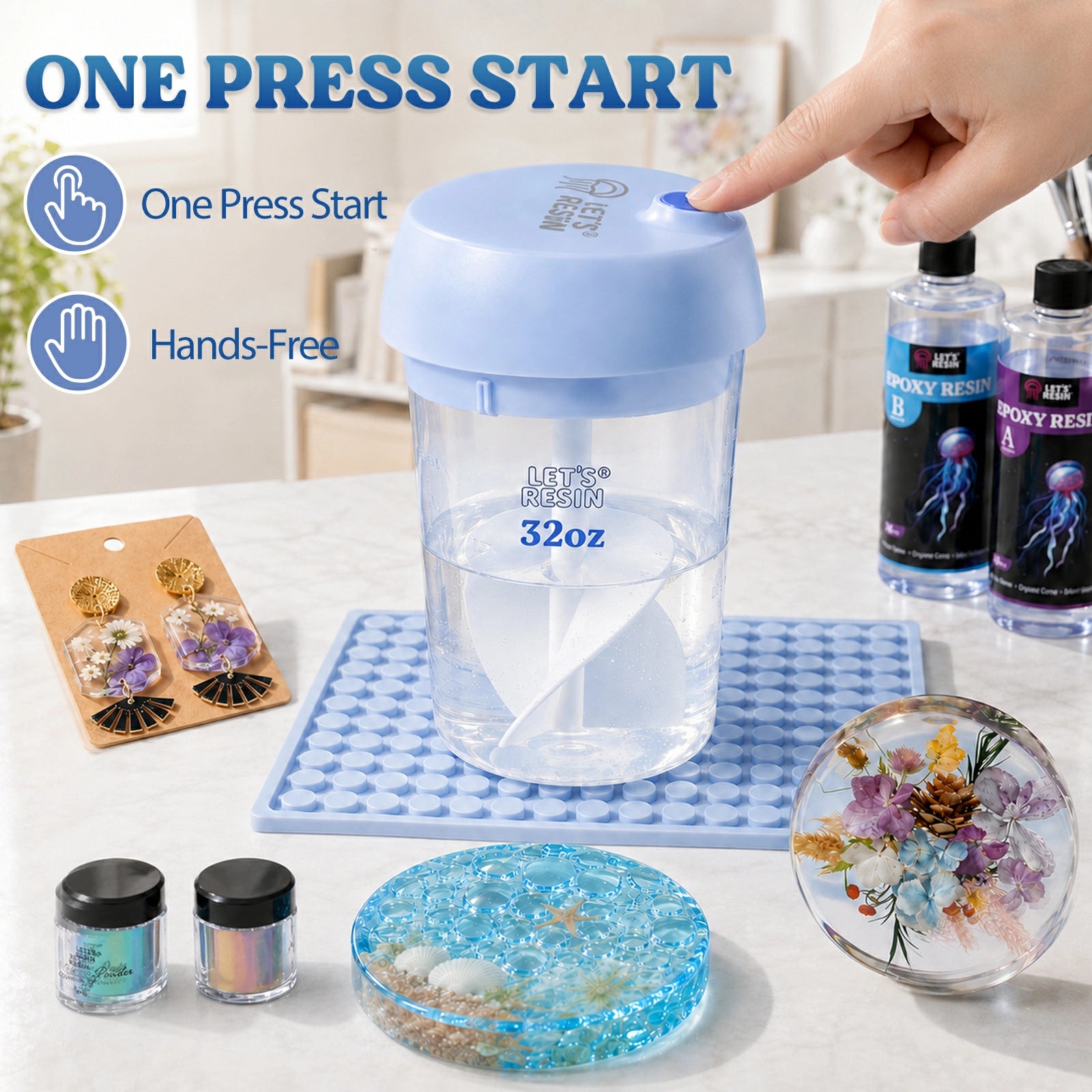 MB1 Auto Electric Epoxy Mixer with Measuring Cups