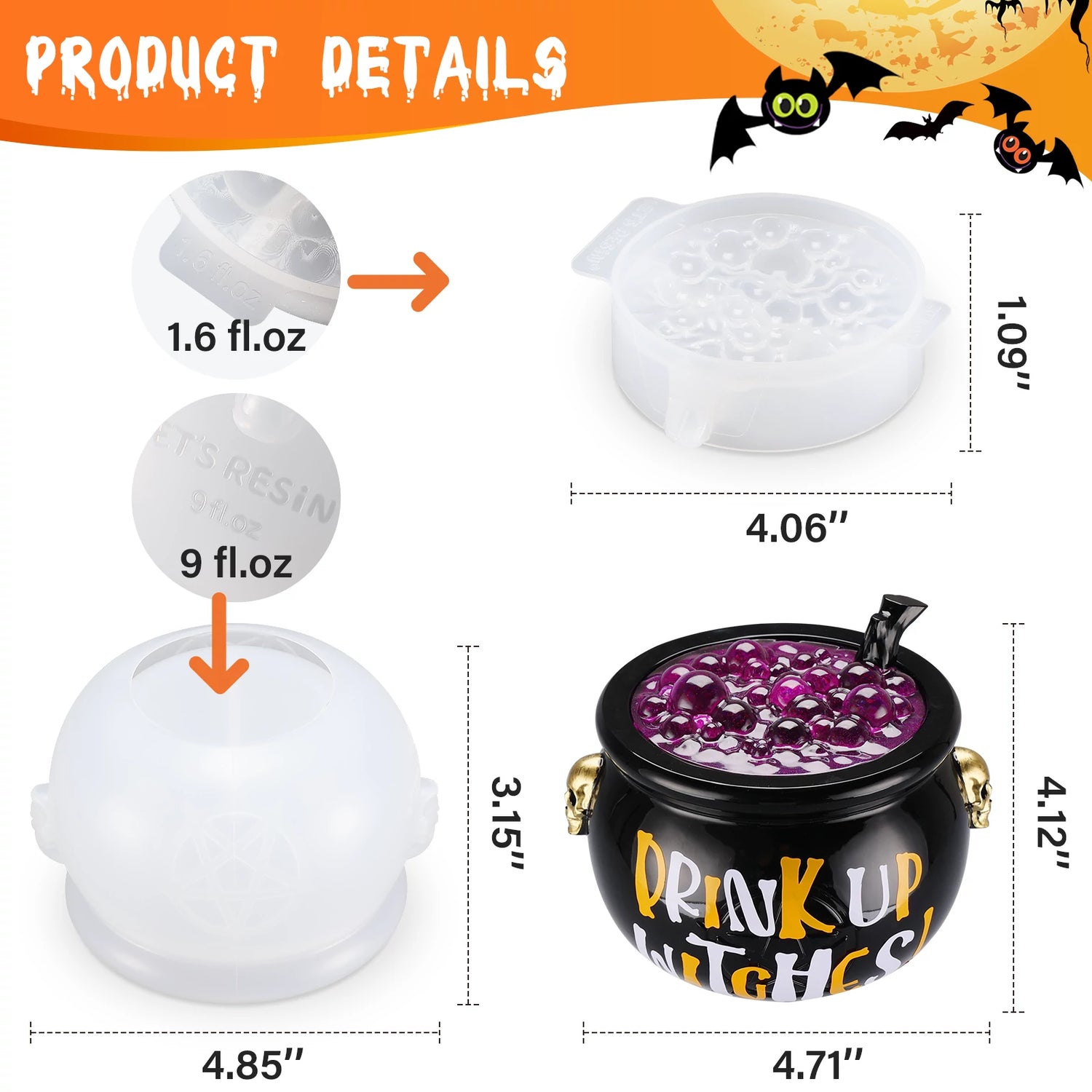 Halloween Cauldron Resin Mold