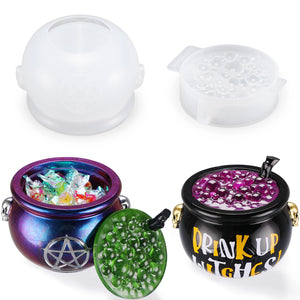 Moule Silicone Chaudron De Sorcière Halloween - Pour Résine, Plâtre, Ciment - Dimensions ~8,8x6,9 Cm, Réutilisable