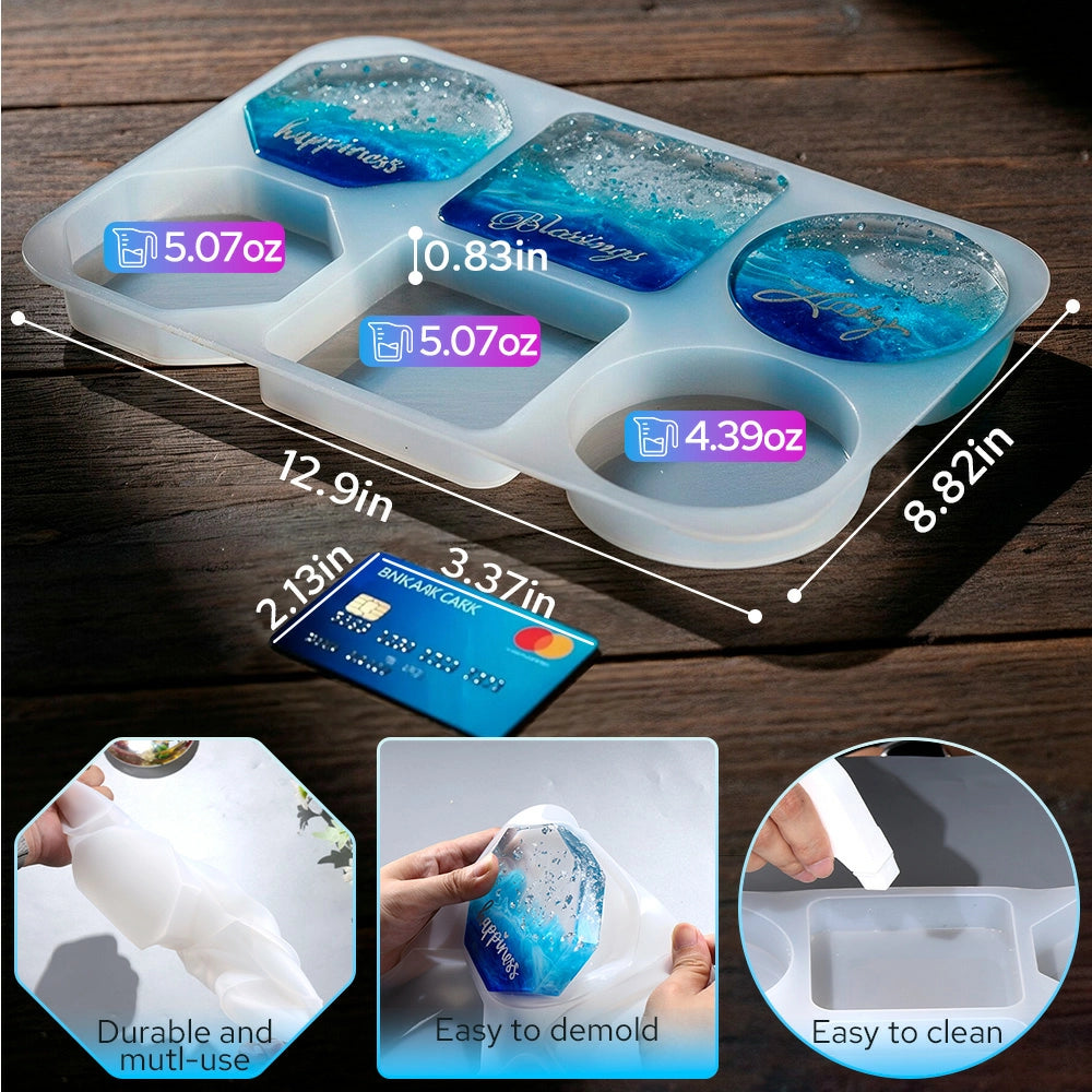 3-in-1 Extra Deep Resin Coaster Molds