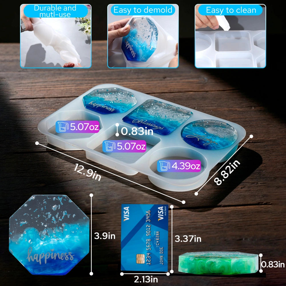 3-in-1 Extra Deep Resin Coaster Mold