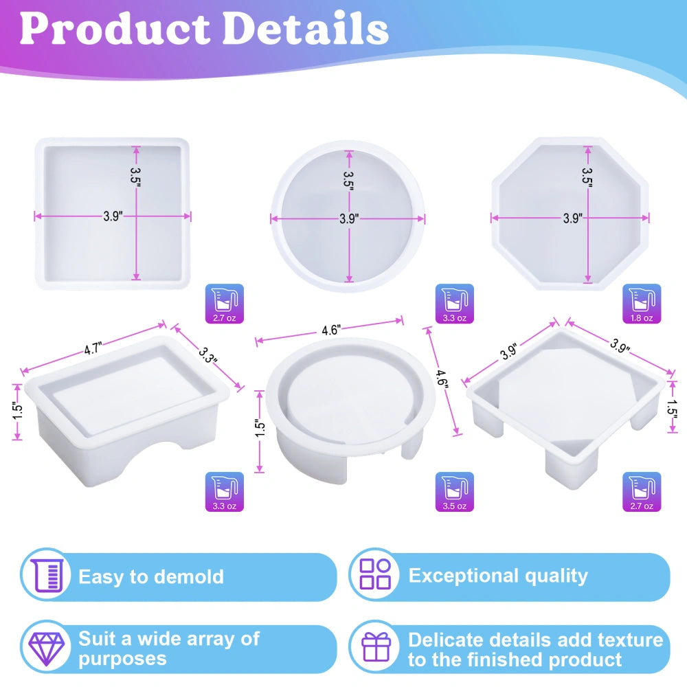 Geometric Shapes Coaster Resin Molds