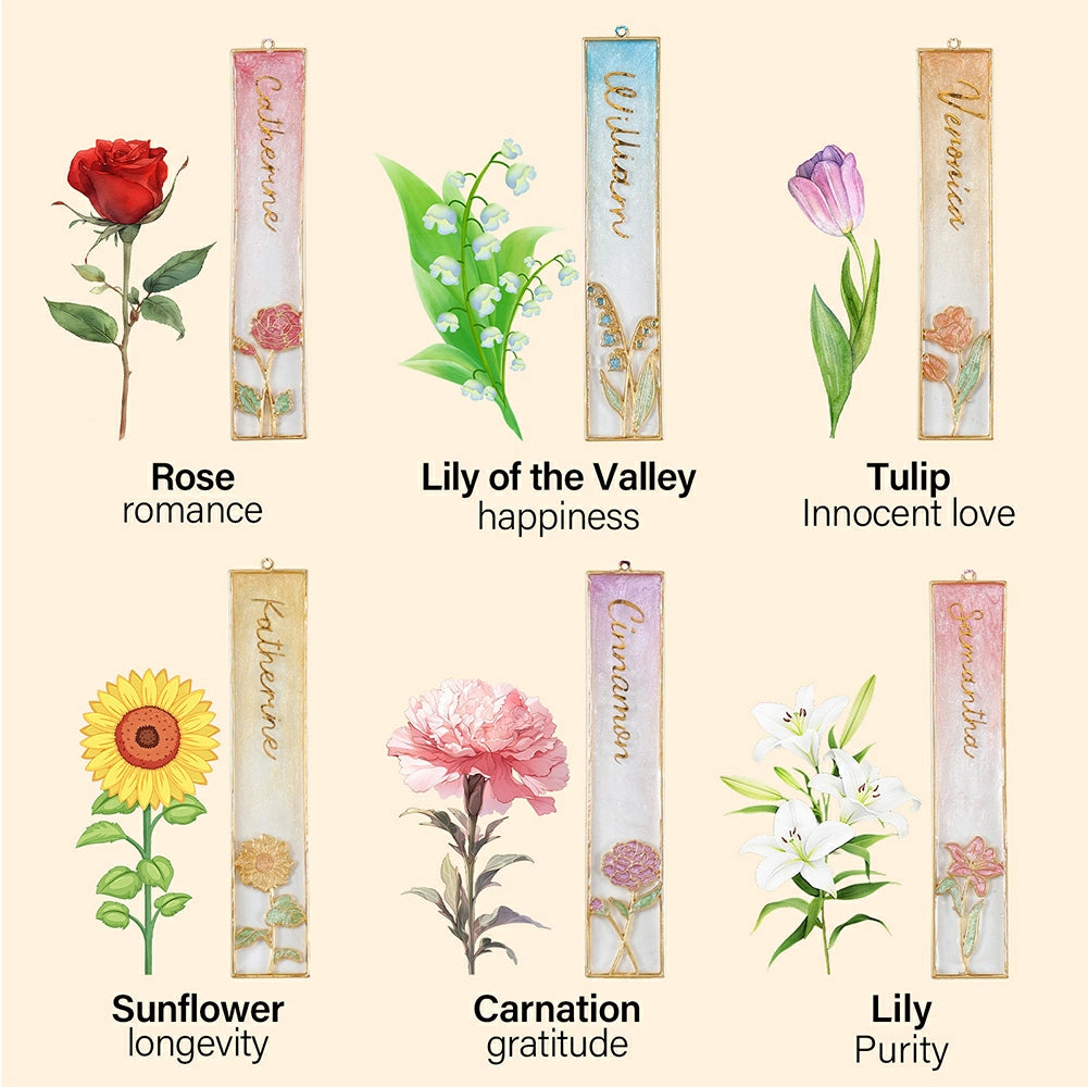 6 Flower and 6 Blank Frame For for DIY Bookmarks