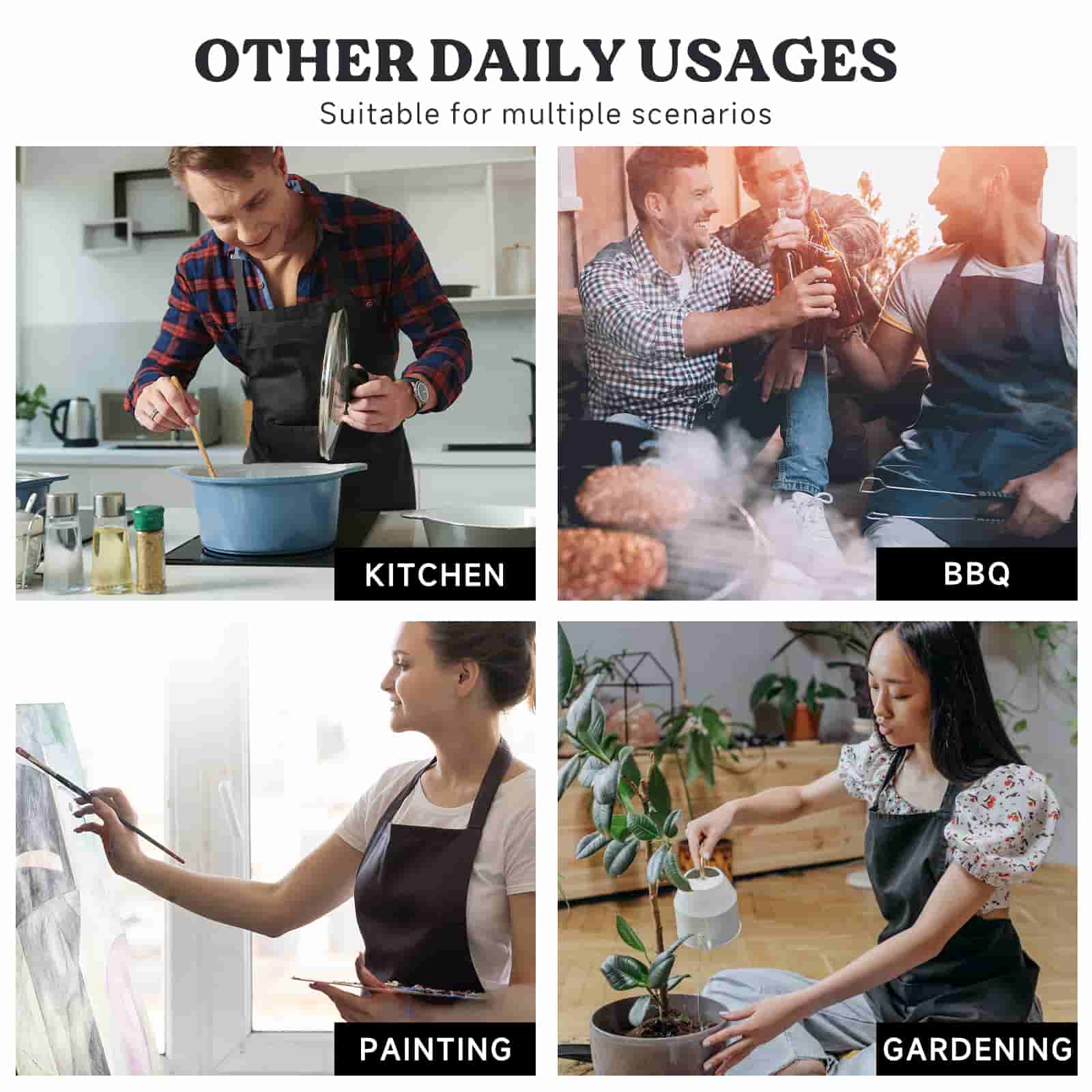 resin apron kit is suitable for multiple scenarious, such as kitchen, BBQ, painting and gardening