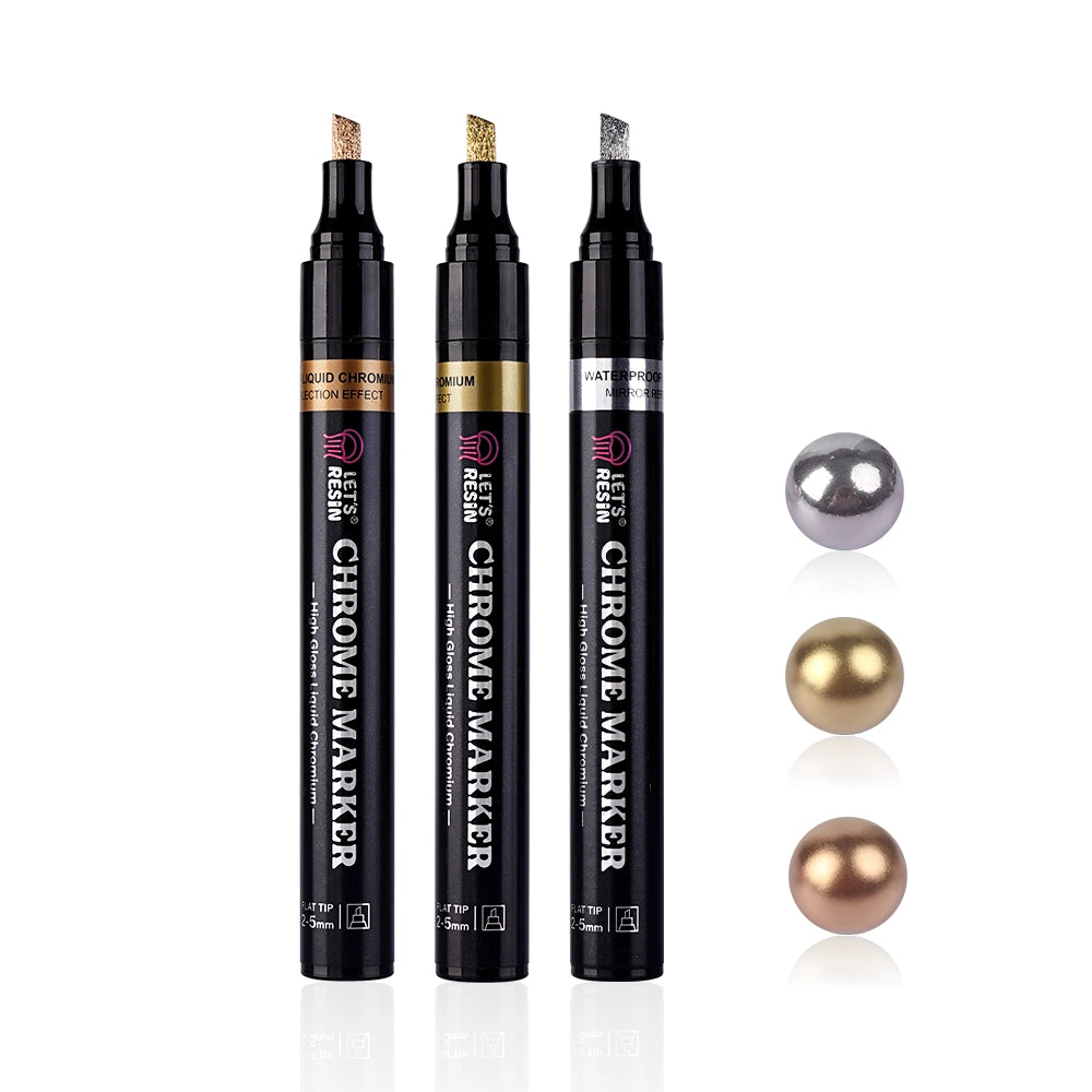 Mirror Chrome Markers – 3 Metallic Colors