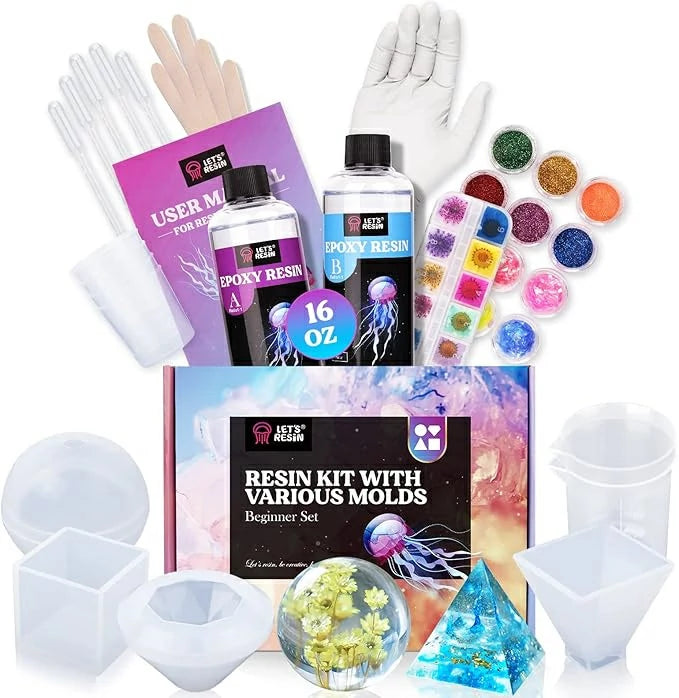 LET'S RESIN 16oz Epoxy Resin Kits and Molds Complete Set for Beginners