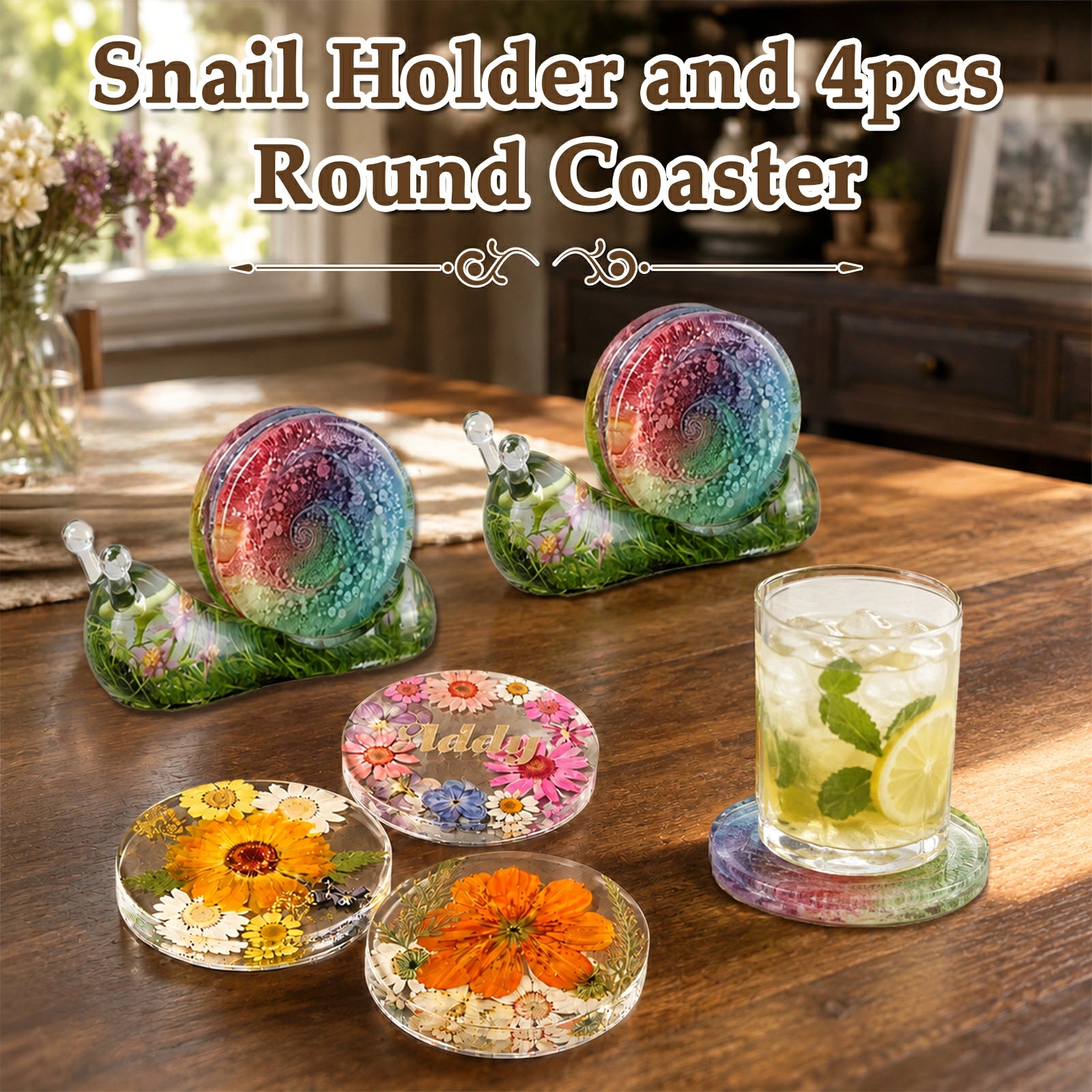 LET'S RESIN Snail & Round Coaster Resin Molds