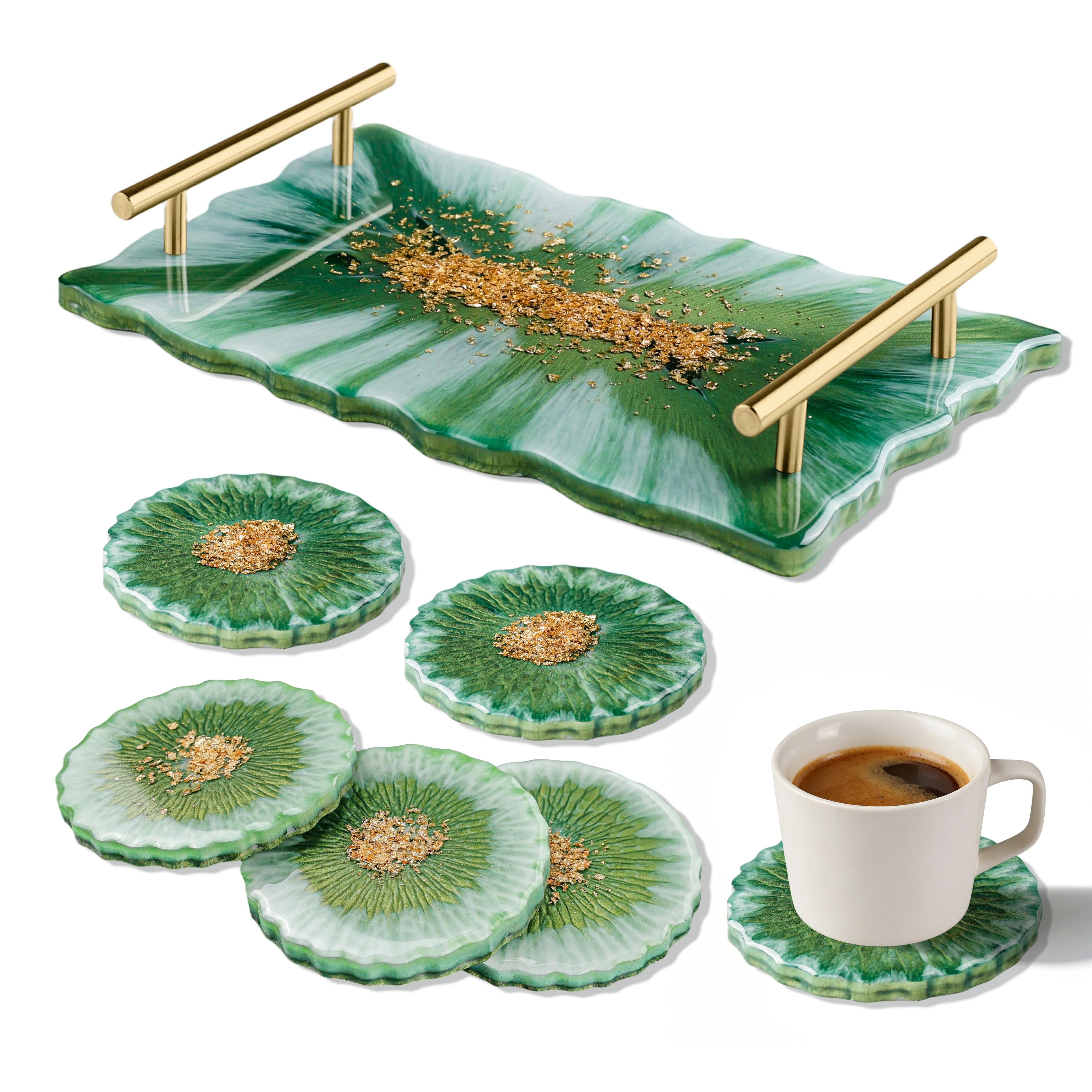 Wave Gold Handle Coaster Resin Molds