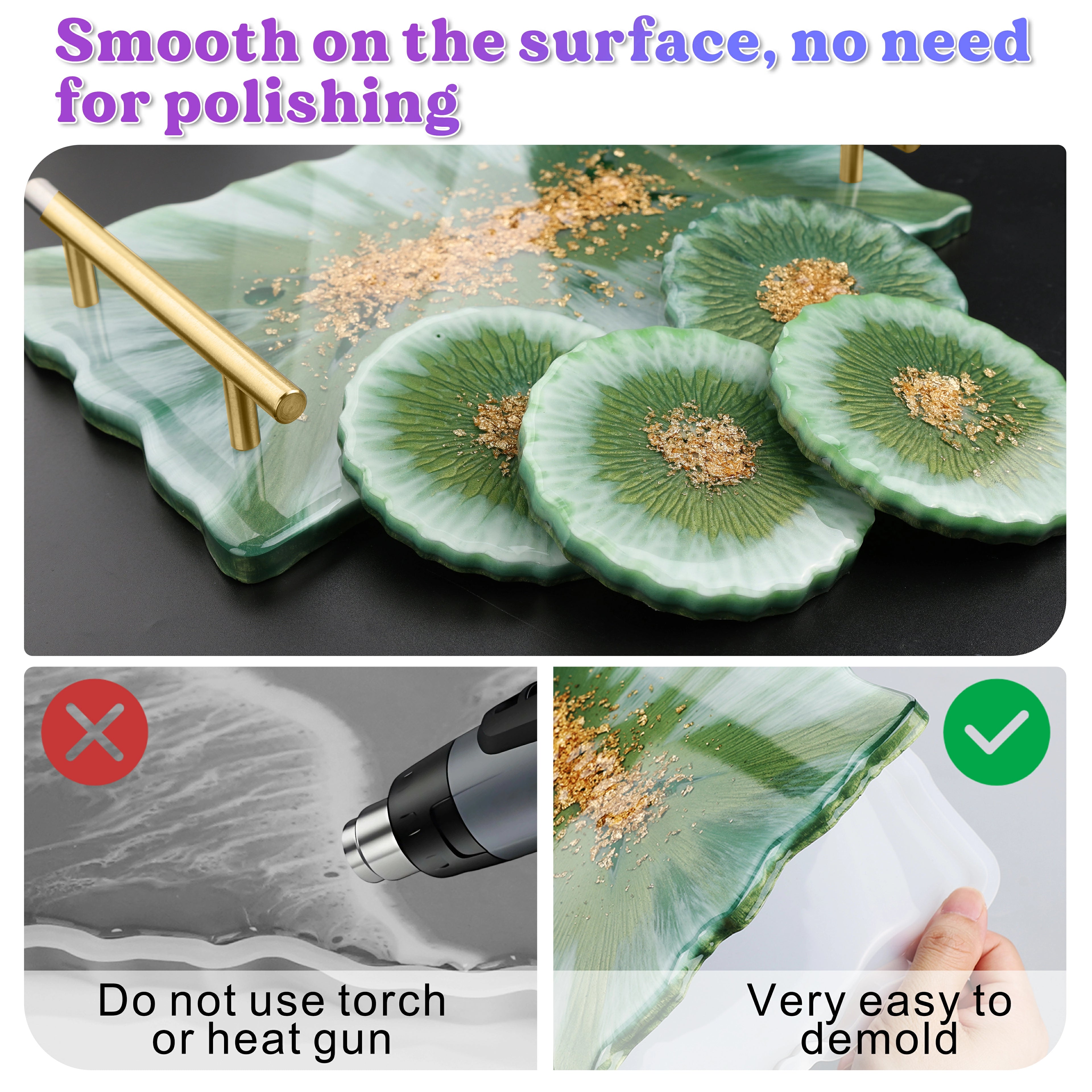 Wave Gold Handle Coaster Resin Molds