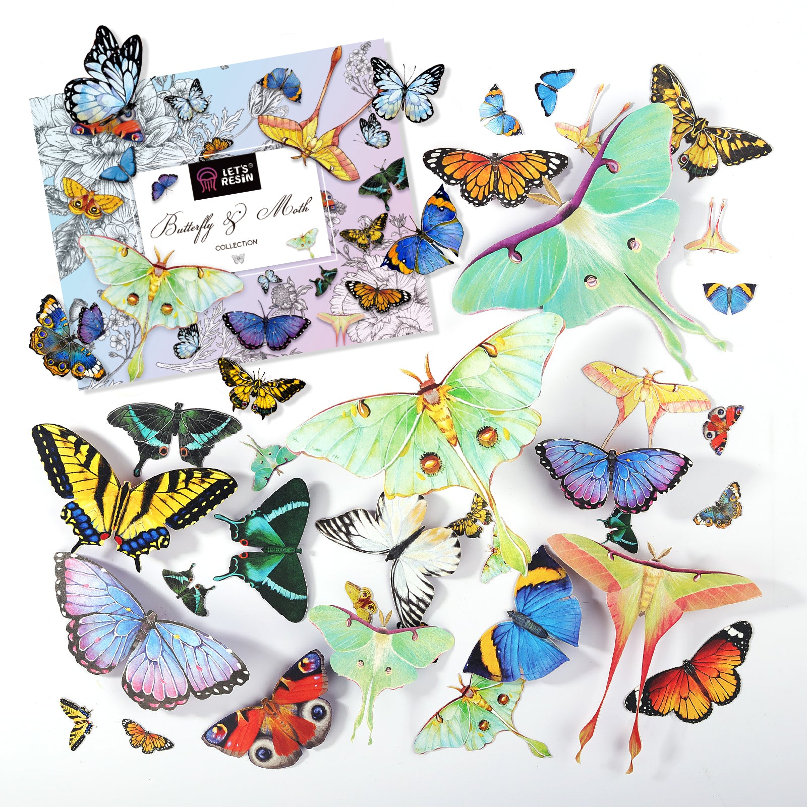 Realistic Paper Butterflies & Moths – 46 Pcs for Resin Crafts
