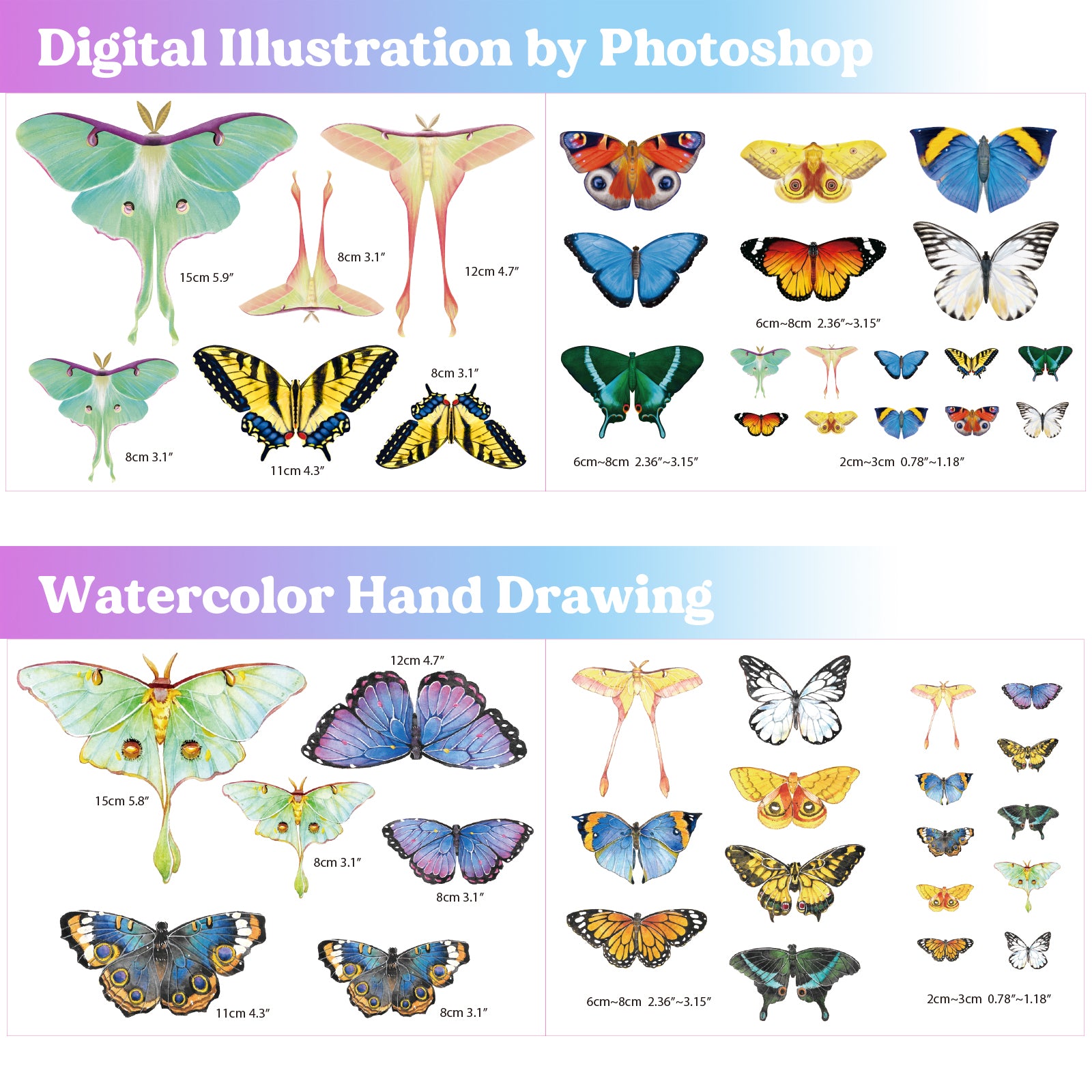 Realistic Paper Butterflies & Moths – 46 Pcs for Resin Crafts