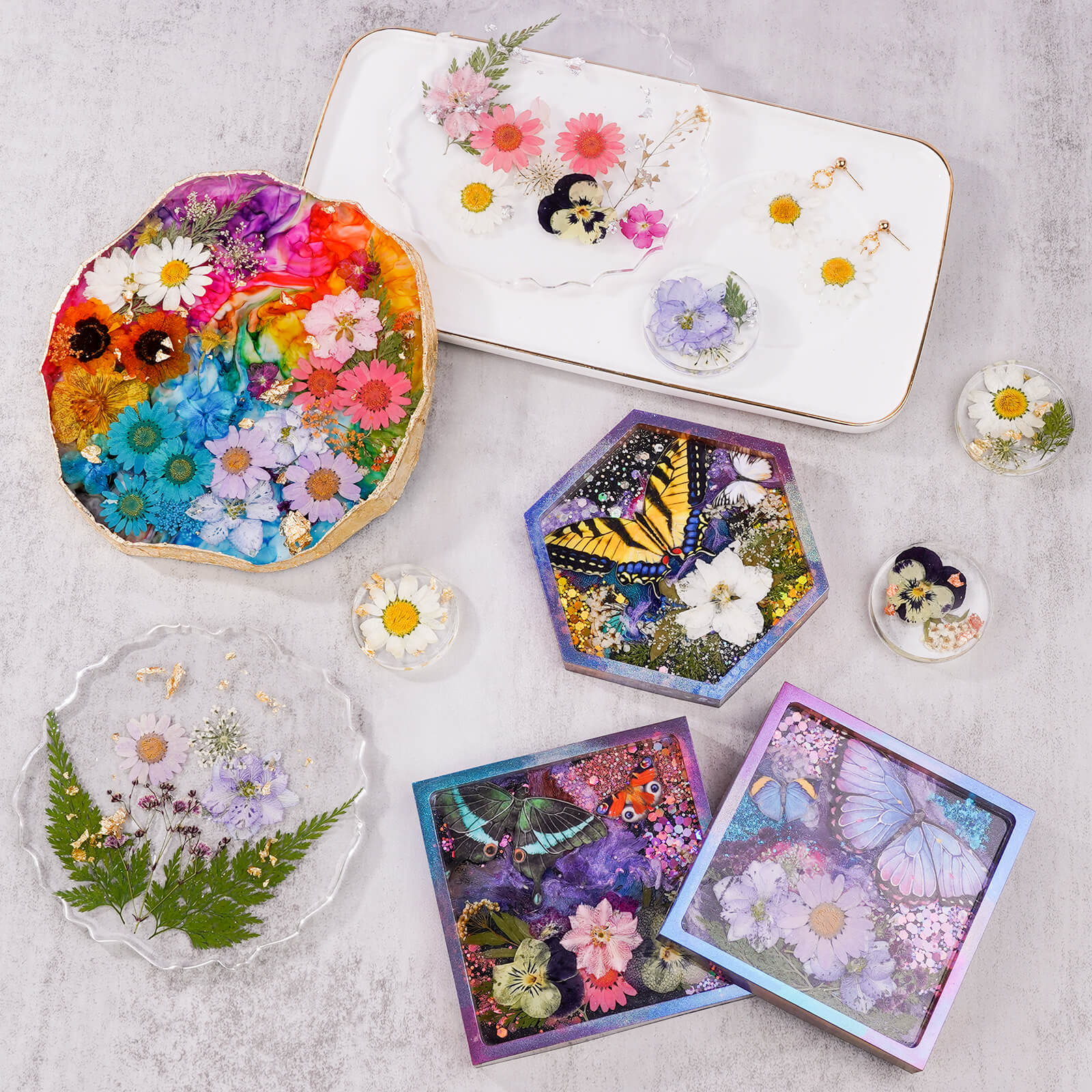 Dried Flowers & Foil Flakes – 88 Pcs Set for Resin Crafts