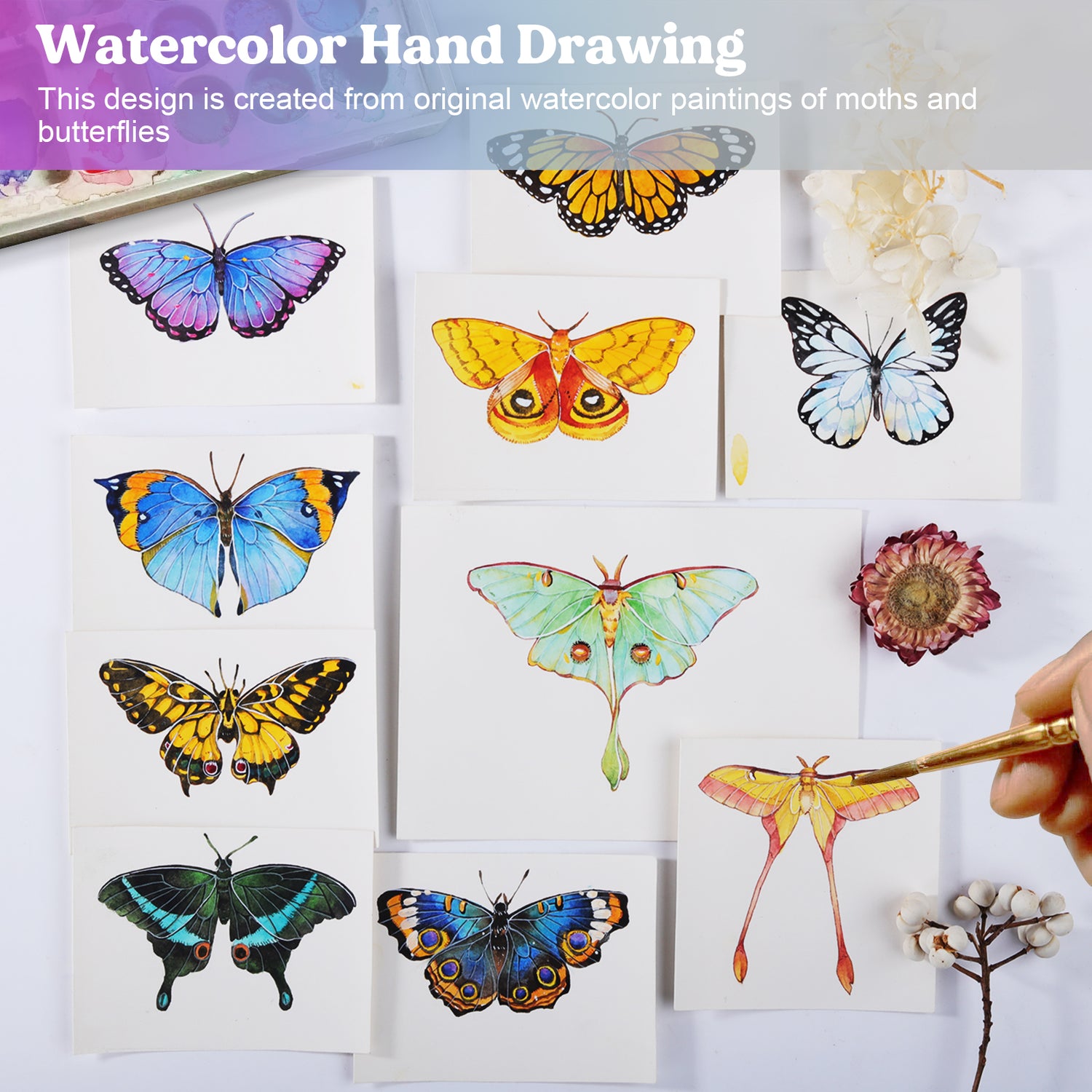 Realistic Paper Butterflies & Moths – 46 Pcs for Resin Crafts