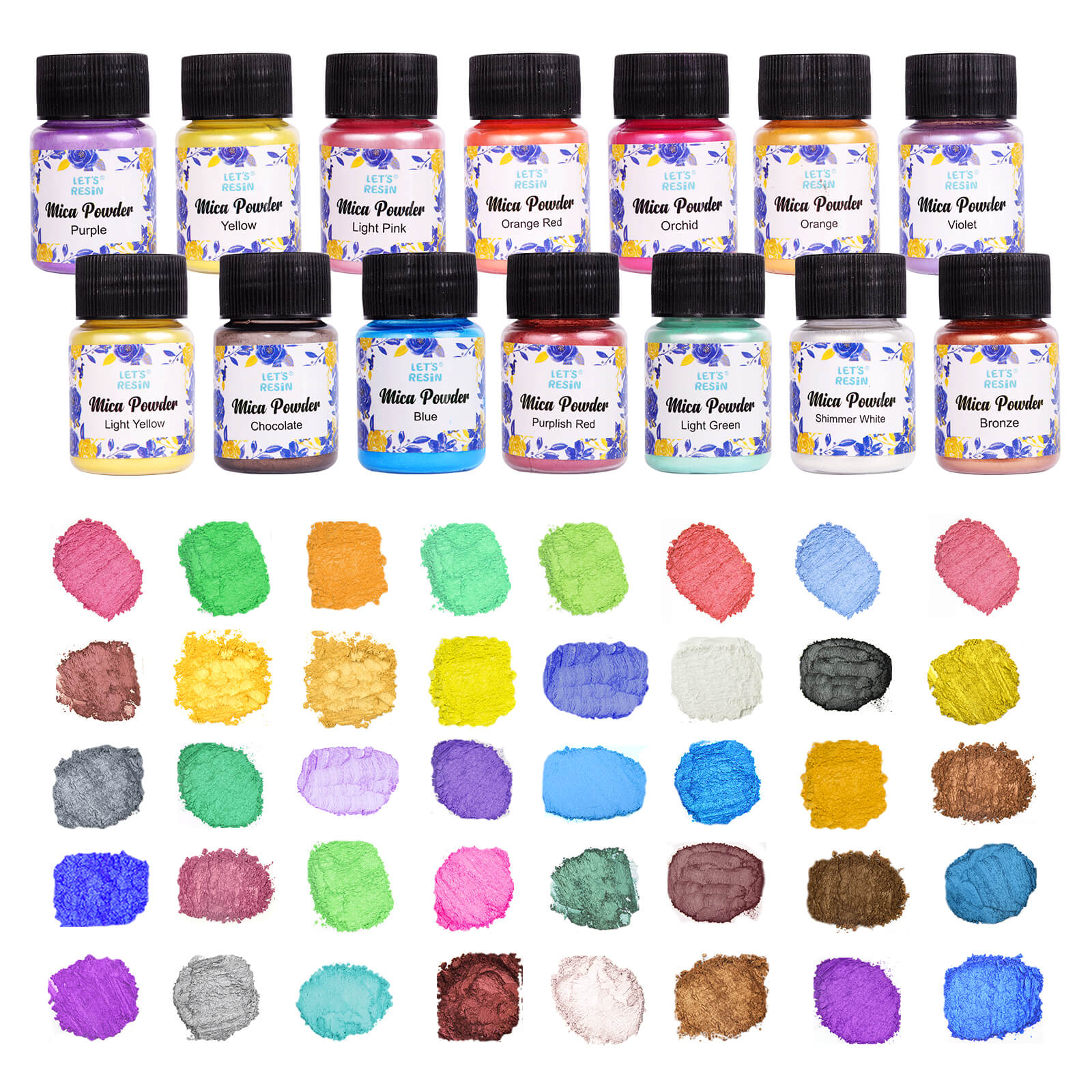 12 Color/Set Mica Pigment Powder Perfect For Dye Resin Colour Soap (L)