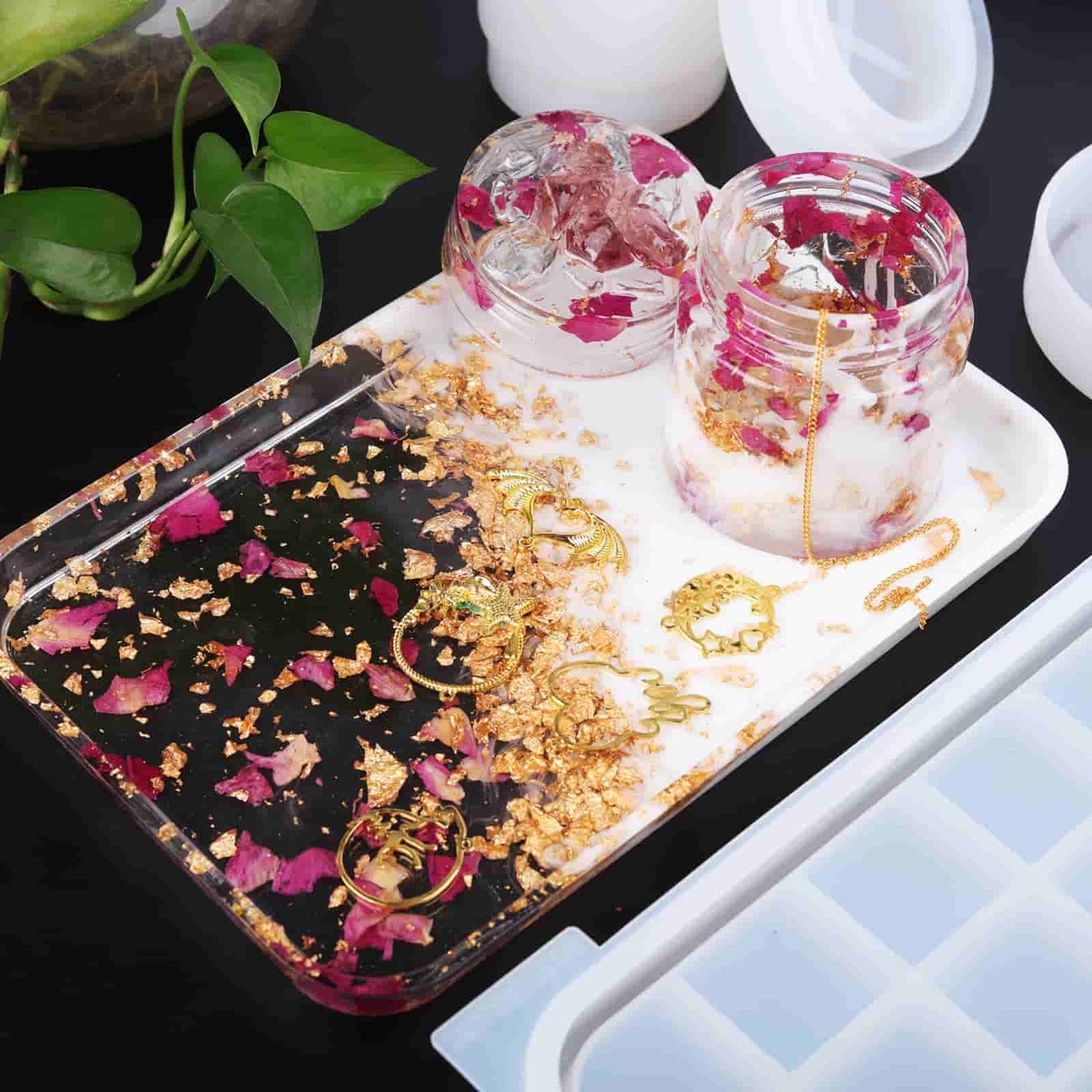 Resin Mold Silicone Kit with Rolling Tray Mold, Ashtray Mold, Jar Mold with Lid