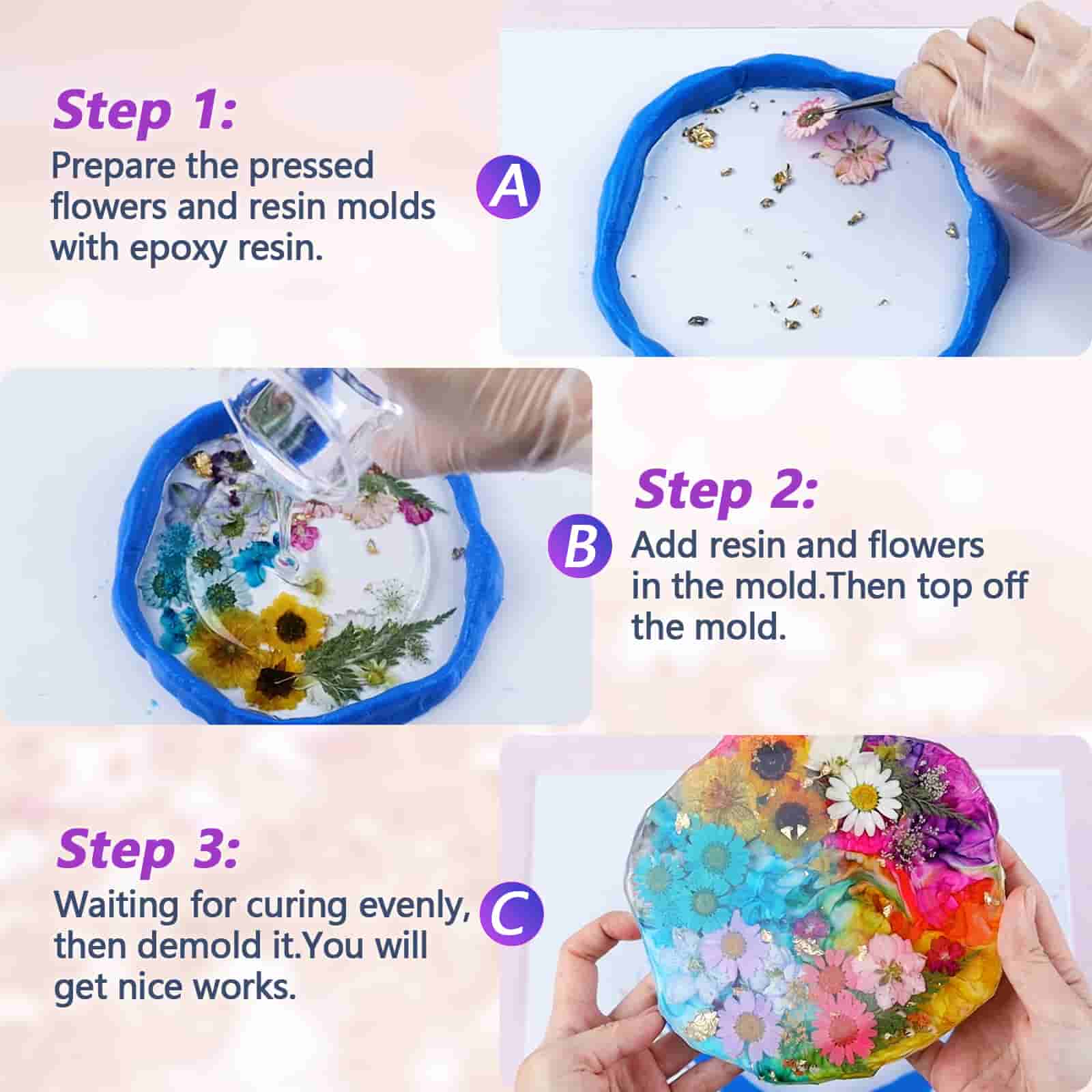 Dried Flowers & Foil Flakes – 88 Pcs Set for Resin Crafts
