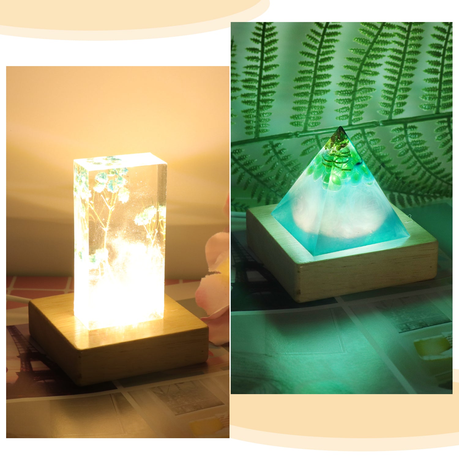Wooden LED Display Light Base Set