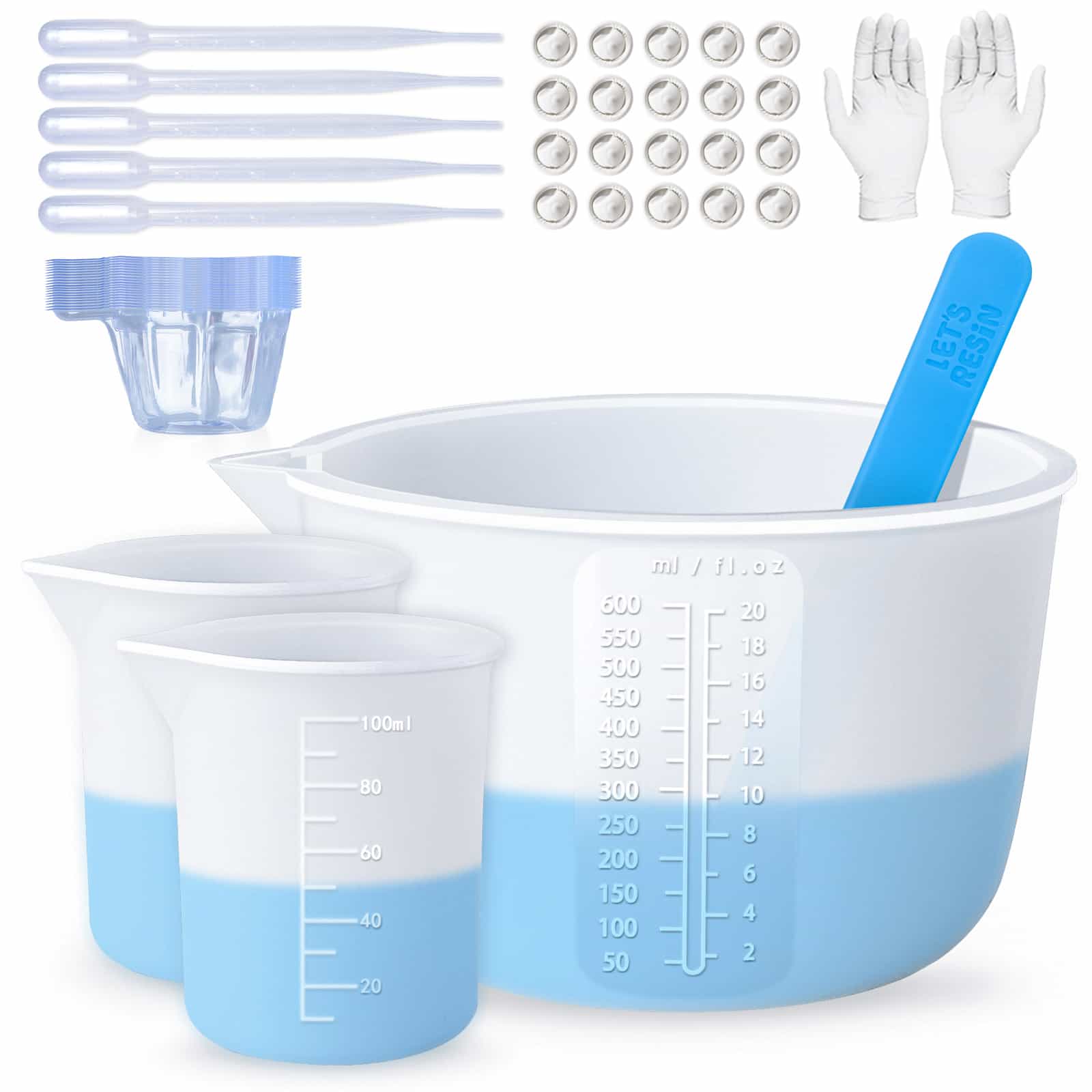 Silicone Measuring Cup Set for Epoxy Resin,600 & 100 Ml Mixing Cup,  Silicone Spatula,Gloves Of Epoxy Resin,Easy To Clean - AliExpress