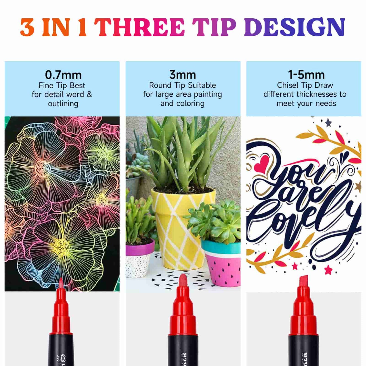 3-in-1 Acrylic Paint Marker Set – Interchangeable Tips