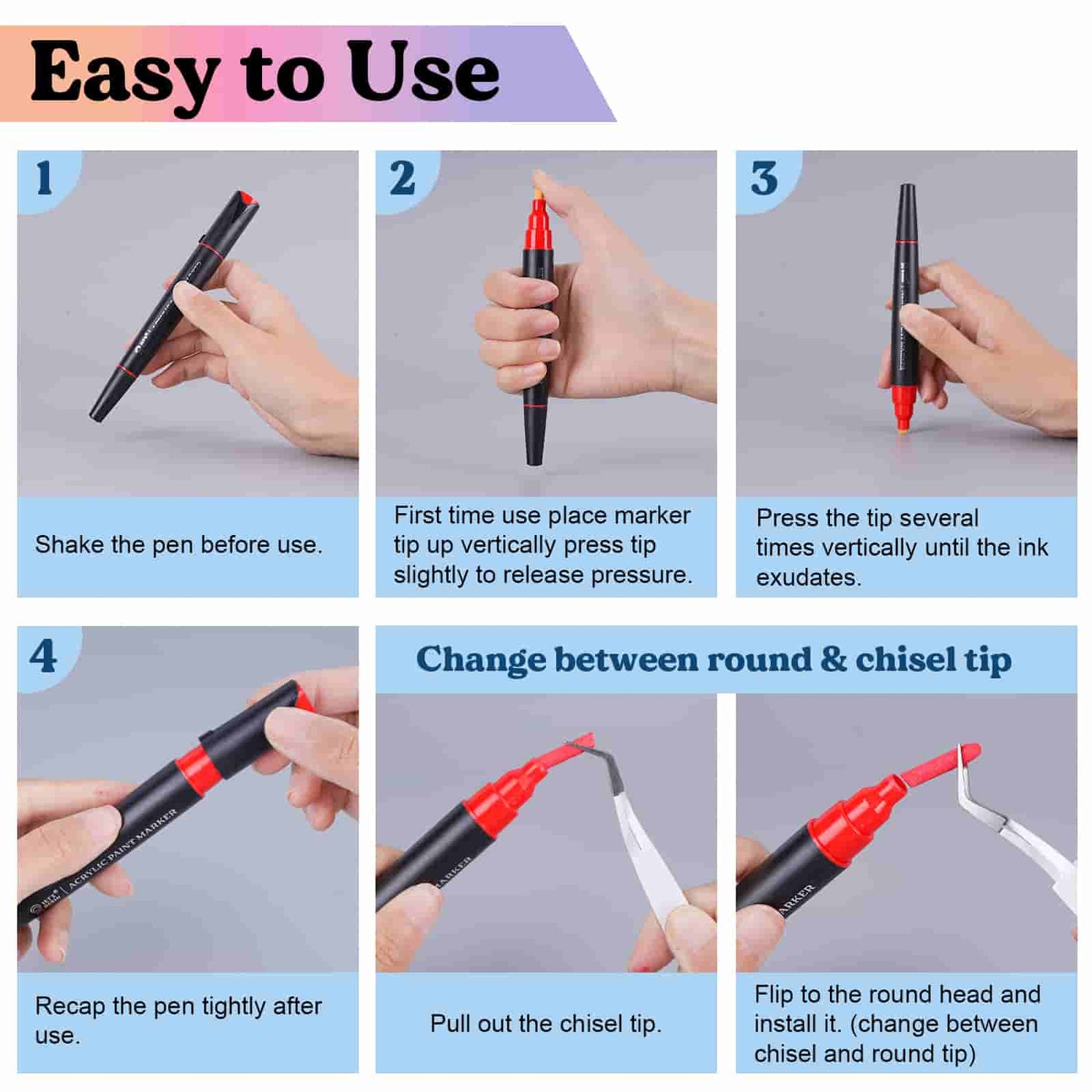 3-in-1 Acrylic Paint Marker Set – Interchangeable Tips