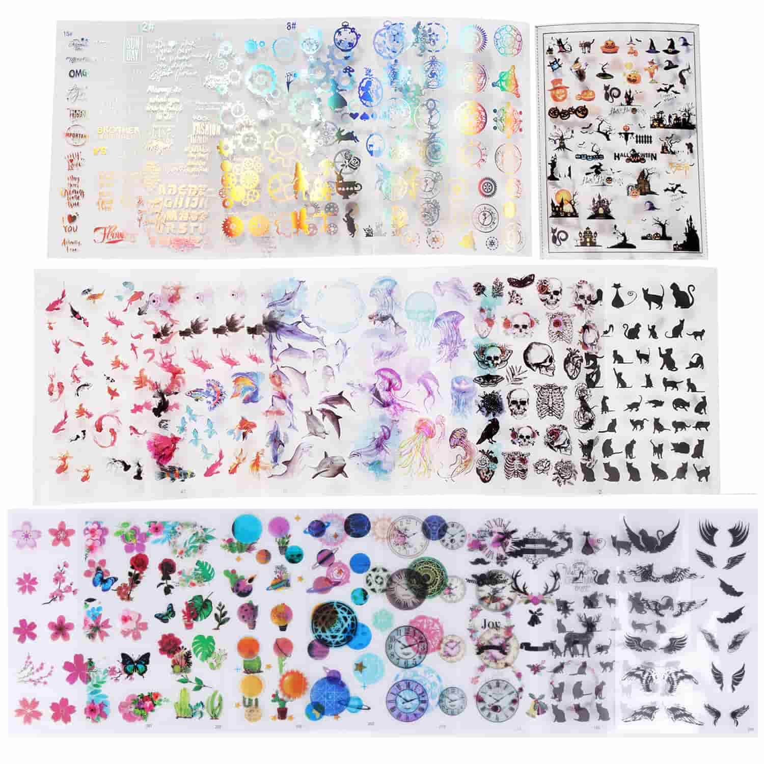 Wrapables Decorative Transparent Clear Film Stickers, Resin Stickers for DIY Crafts, Stationery, Diary (4 Sheets), Inspirational Quotes