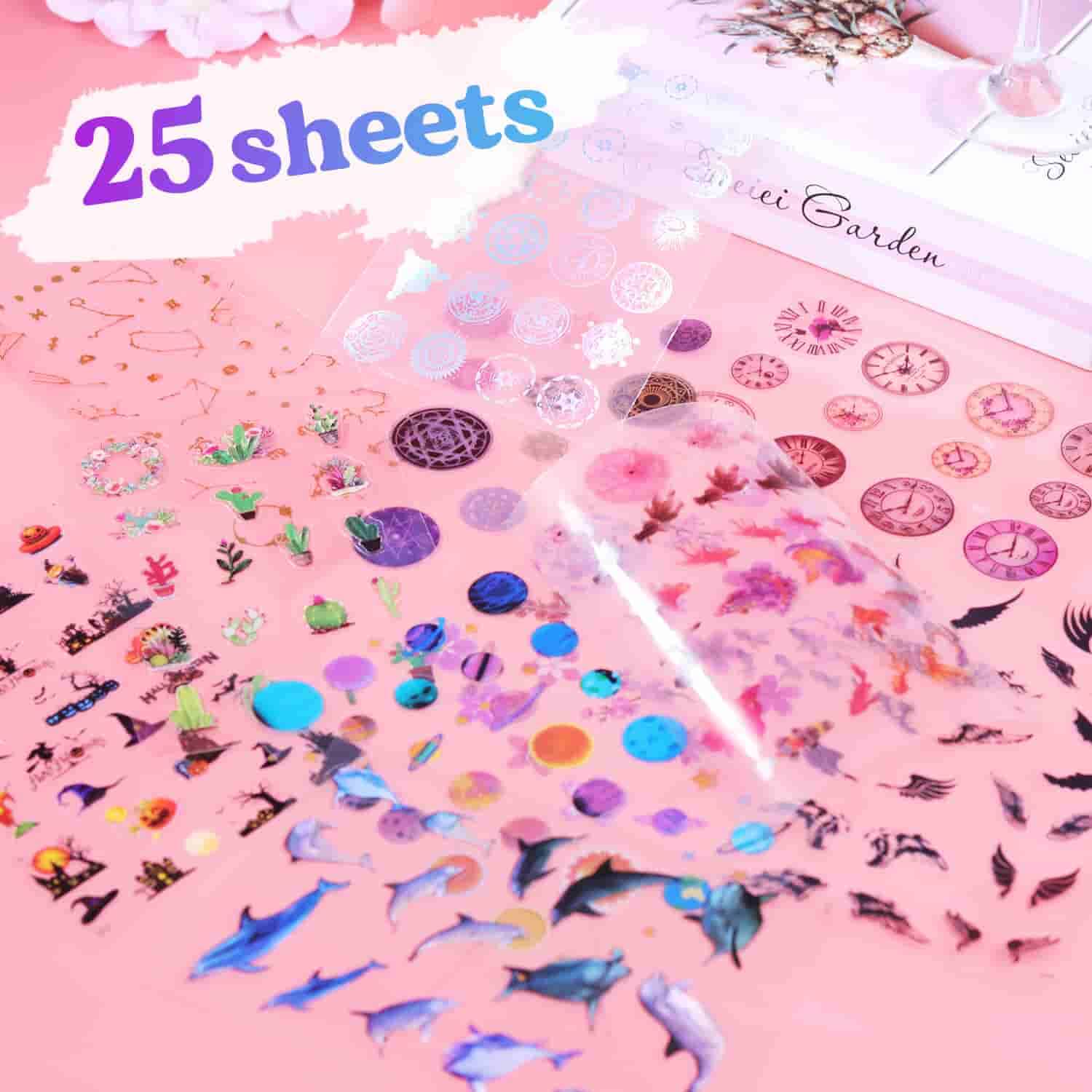 Clear Stickers for Resin – 25 Sheets of Zodiac, Foil, Floral & More Themes