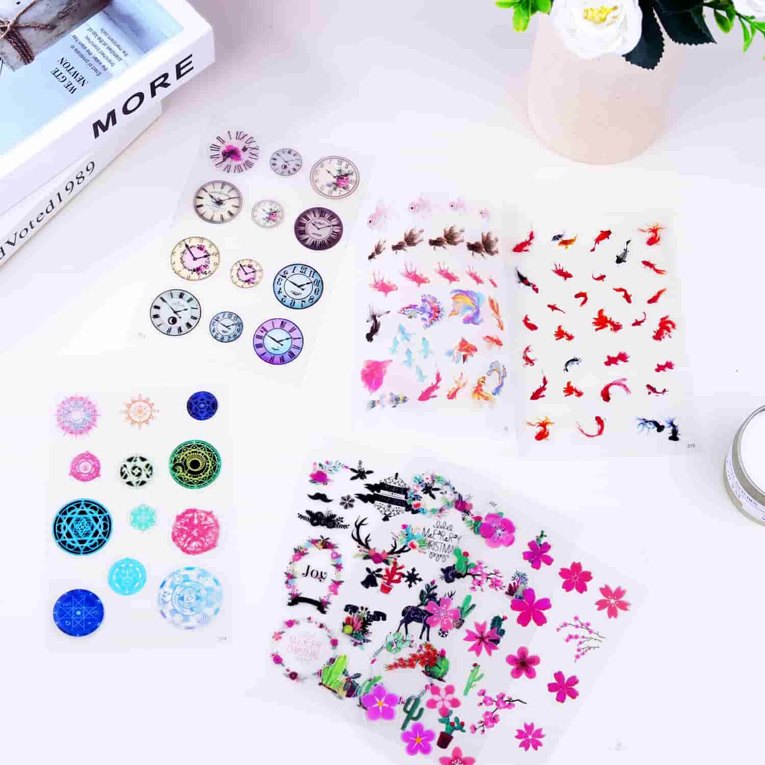 Clear Stickers for Resin – 25 Sheets of Zodiac, Foil, Floral & More Themes