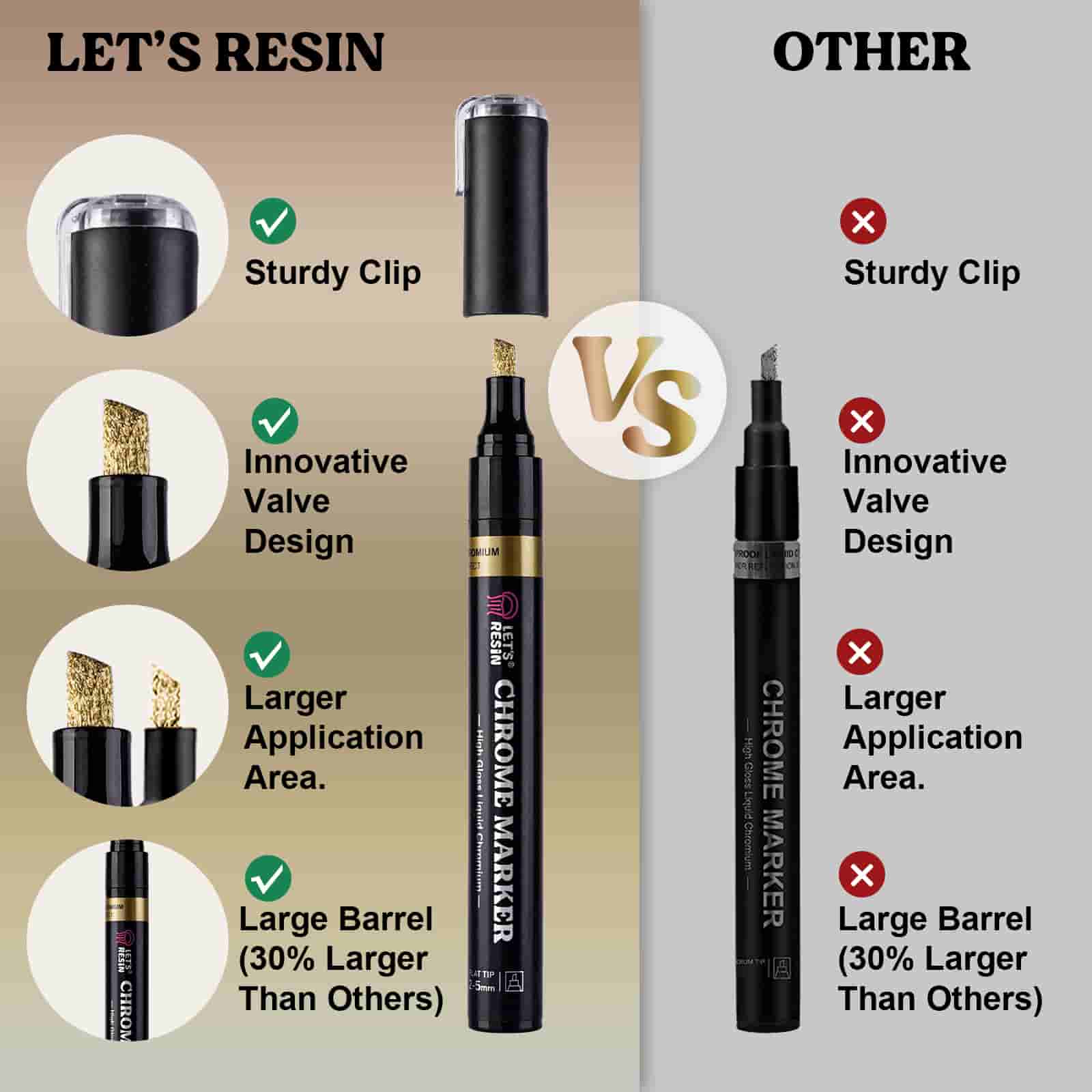 Mirror Chrome Markers – 3 Metallic Colors