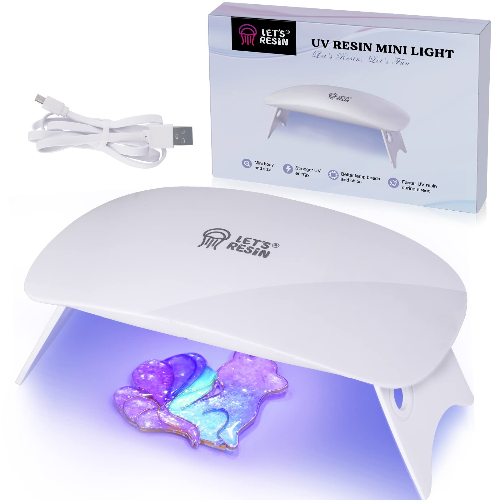 SUNmini USB UV Nail Lamp, 12W Ultraviolet LED, UV Light for Resin Cr, MiniatureSweet, Kawaii Resin Crafts, Decoden Cabochons Supplies