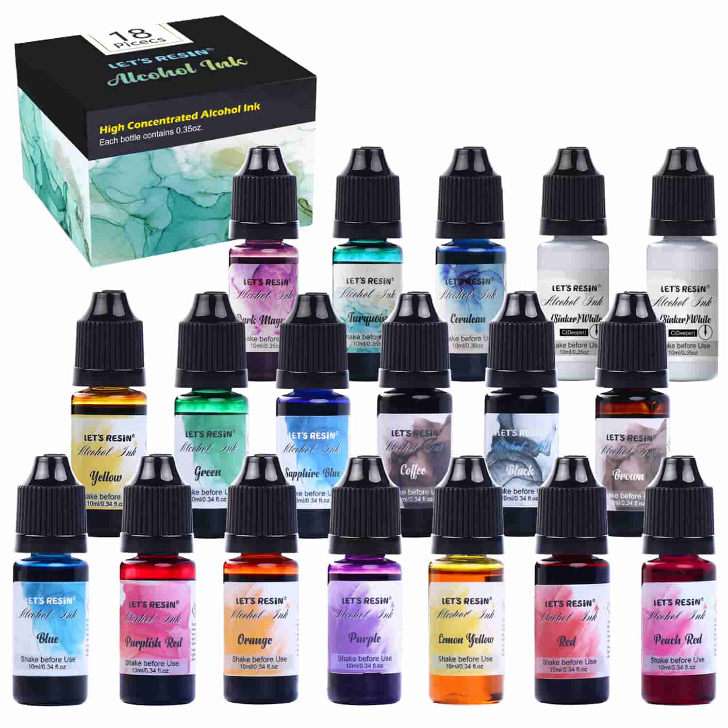 Let's Resin High Concentrated Alcohol Ink Set, Epoxy Resin Dye for Tumblers, Alcohol Inks Painting Art