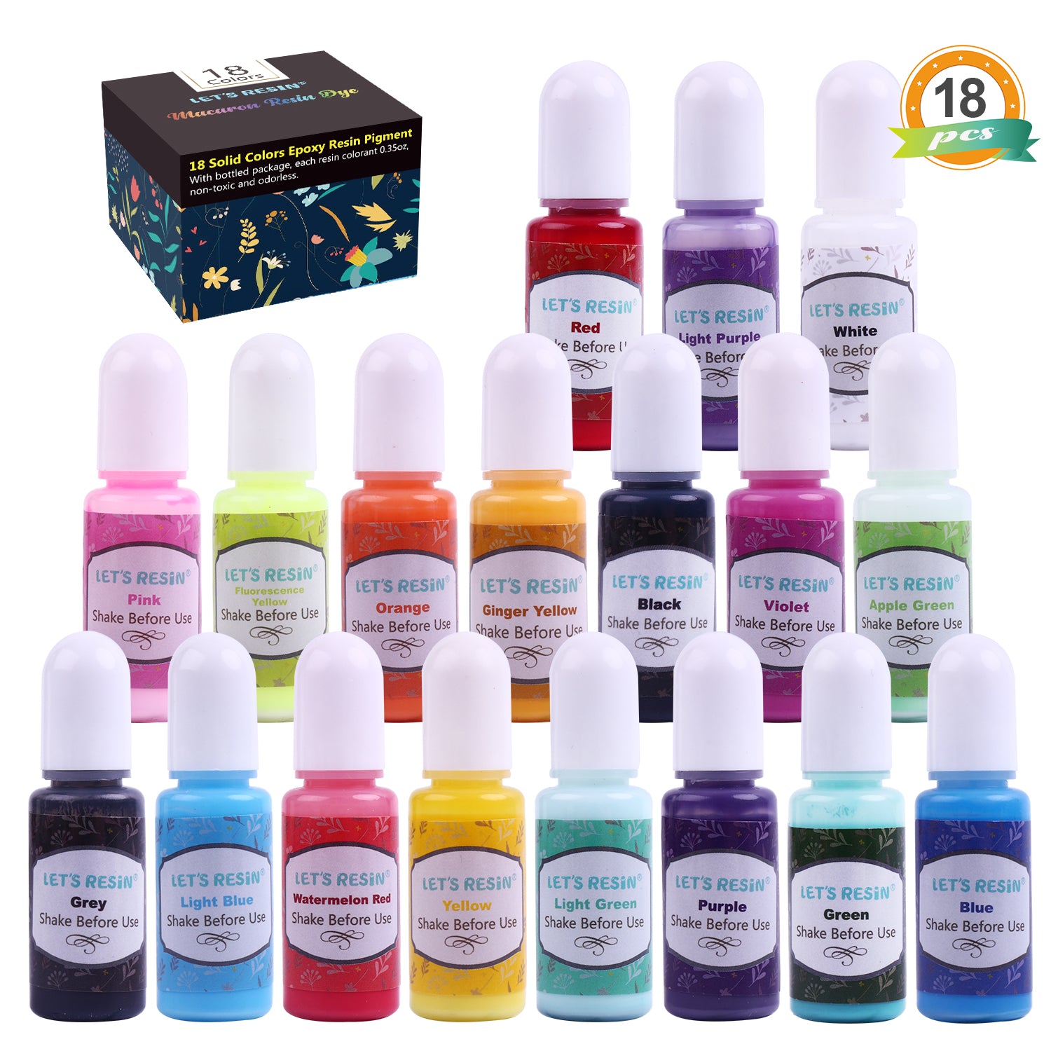 TINYSOME 18 Colors Semi-transparent Epoxy Resin Dye High-concentration  Color Pigment